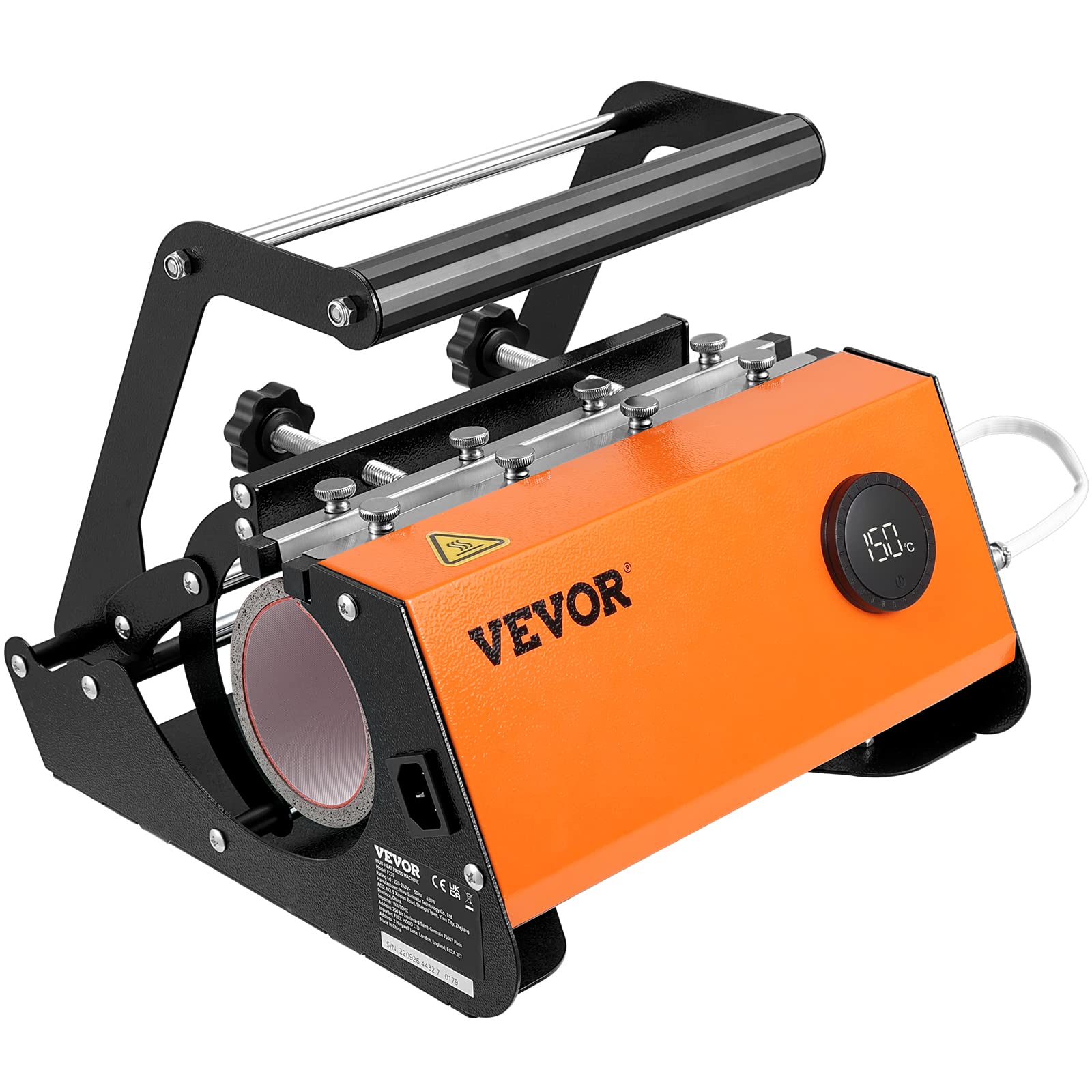 VEVOR Tumbler Heat Press Machine for 20oz-30oz Straight & 11-16oz Skinny Tumblers - Mug Press with Sublimation Paper, Heat Tape & Gloves (Orange) - Perfect for DIY Custom Tumblers, Coffee Mugs & Sublimation Crafts