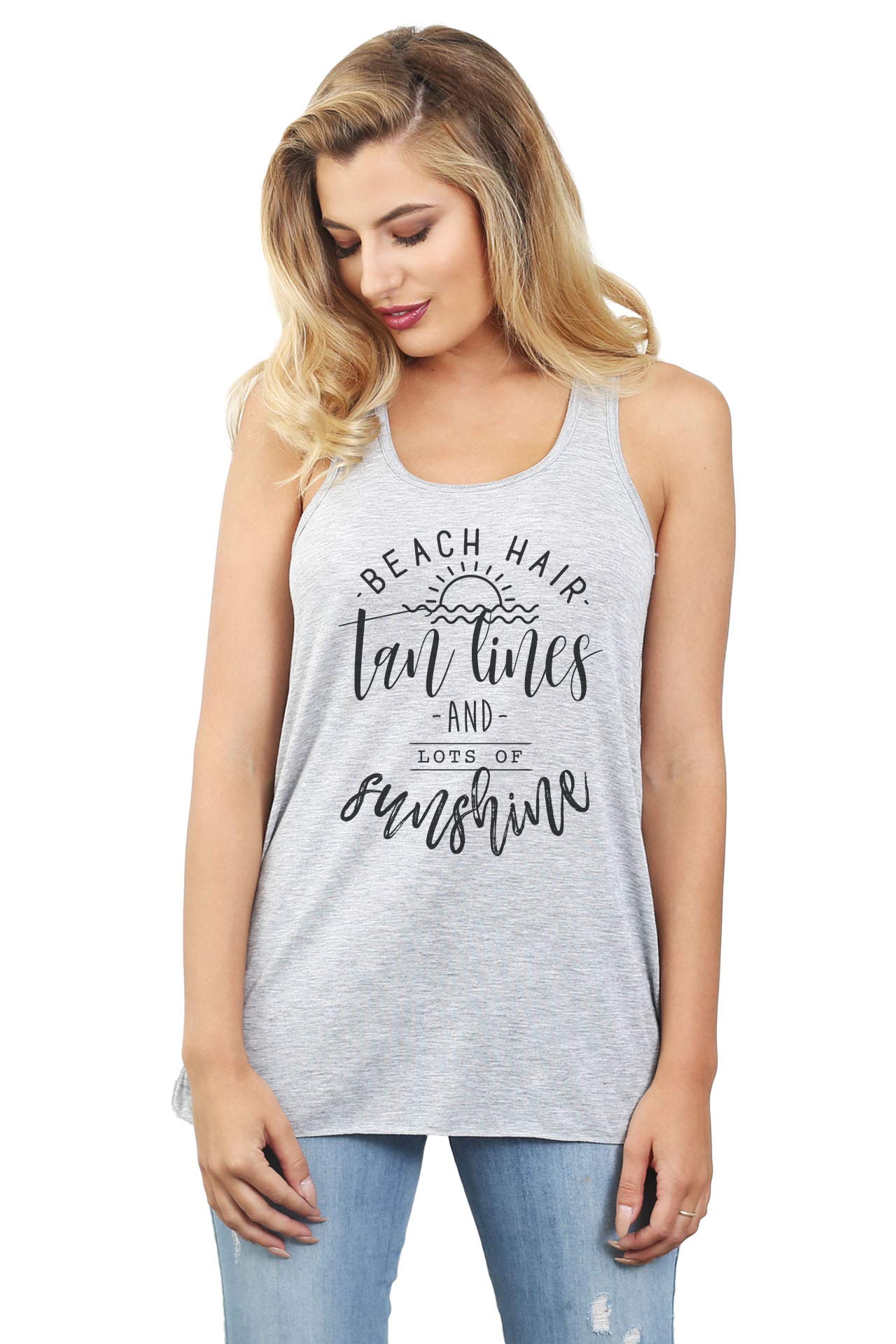 Women's Sleeveless Flowy Racerback Tank Top - Beachwear for Summer, Tan Lines & Sunshine Outfits | Perfect for Beach Vacations, Pool Parties & Casual Summer Days