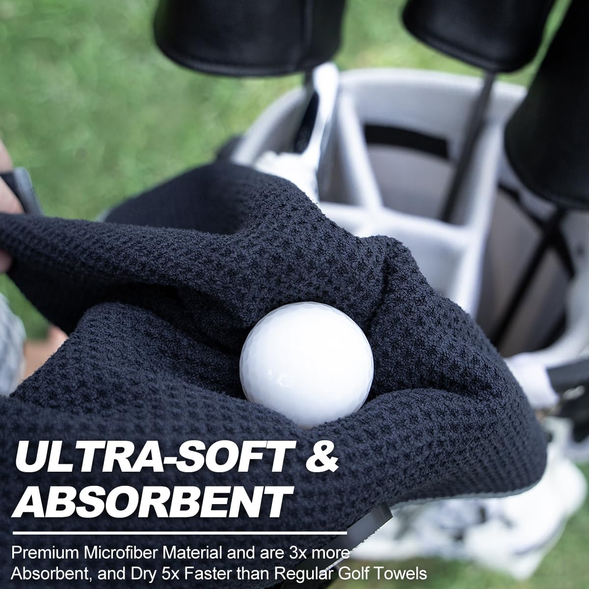 **Premium Magnetic Golf Towel - Microfiber Waffle Design with Clip & Industrial Strength Magnet for Golf Bags, Carts & Clubs | Durable, Absorbent & Secure for Golfing, Practice & Outdoor Sports**