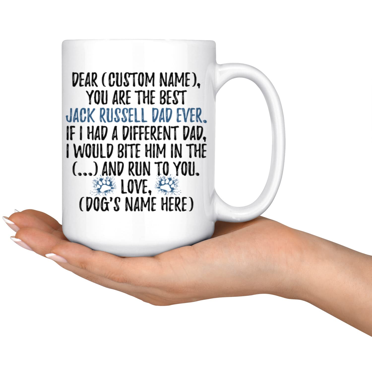 Personalized Jack Russell Terrier Dog Dad Coffee Mug - 15oz Ceramic Cup for Dog Lovers, Fathers Day Gift, Office & Home Use - Funny Russell Terrier Owner Gift Idea