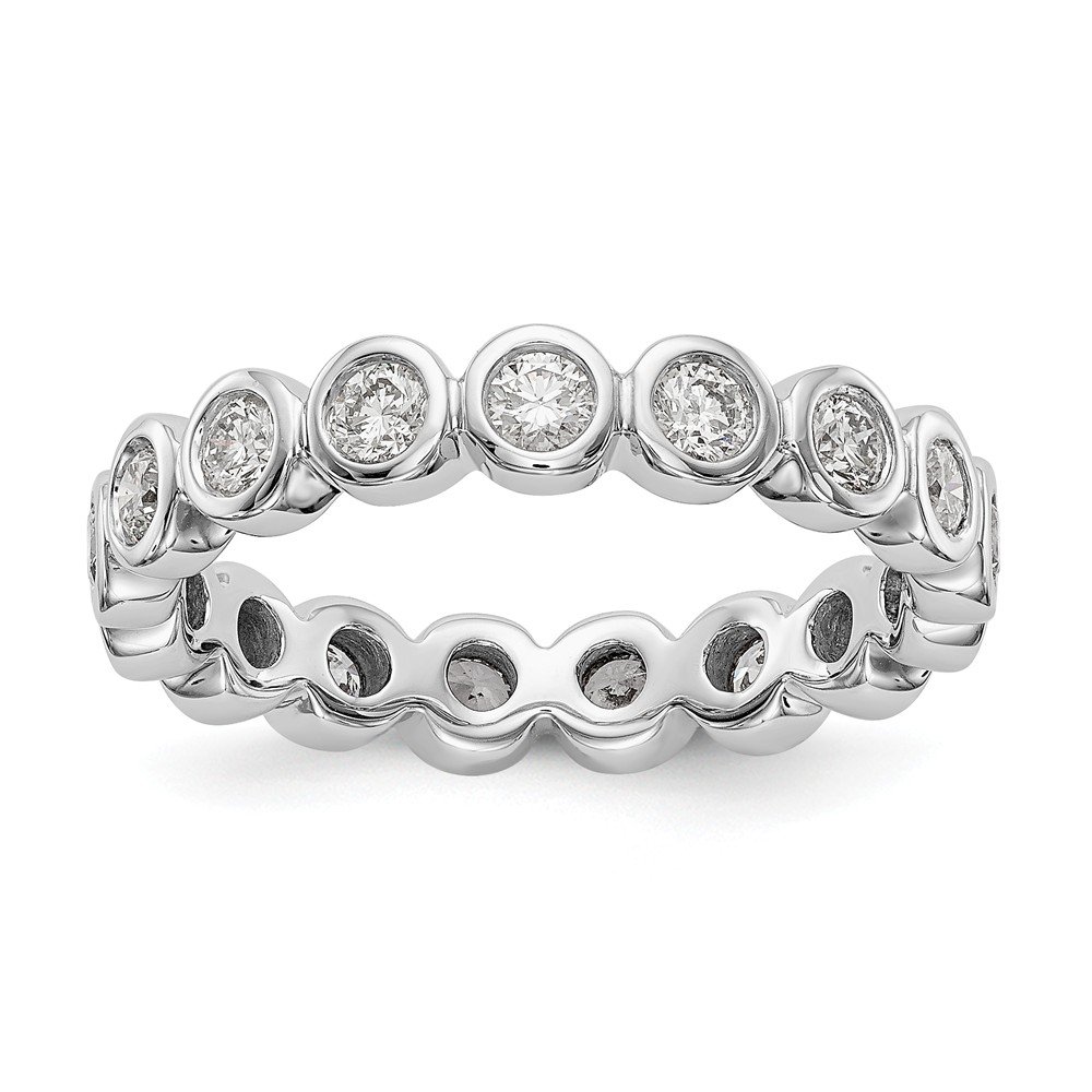 14K White Gold 1 Carat Diamond Eternity Wedding Band - Bezel Set Anniversary Ring for Women - Size 6 - Perfect for Engagement, Proposal & Romantic Gifts