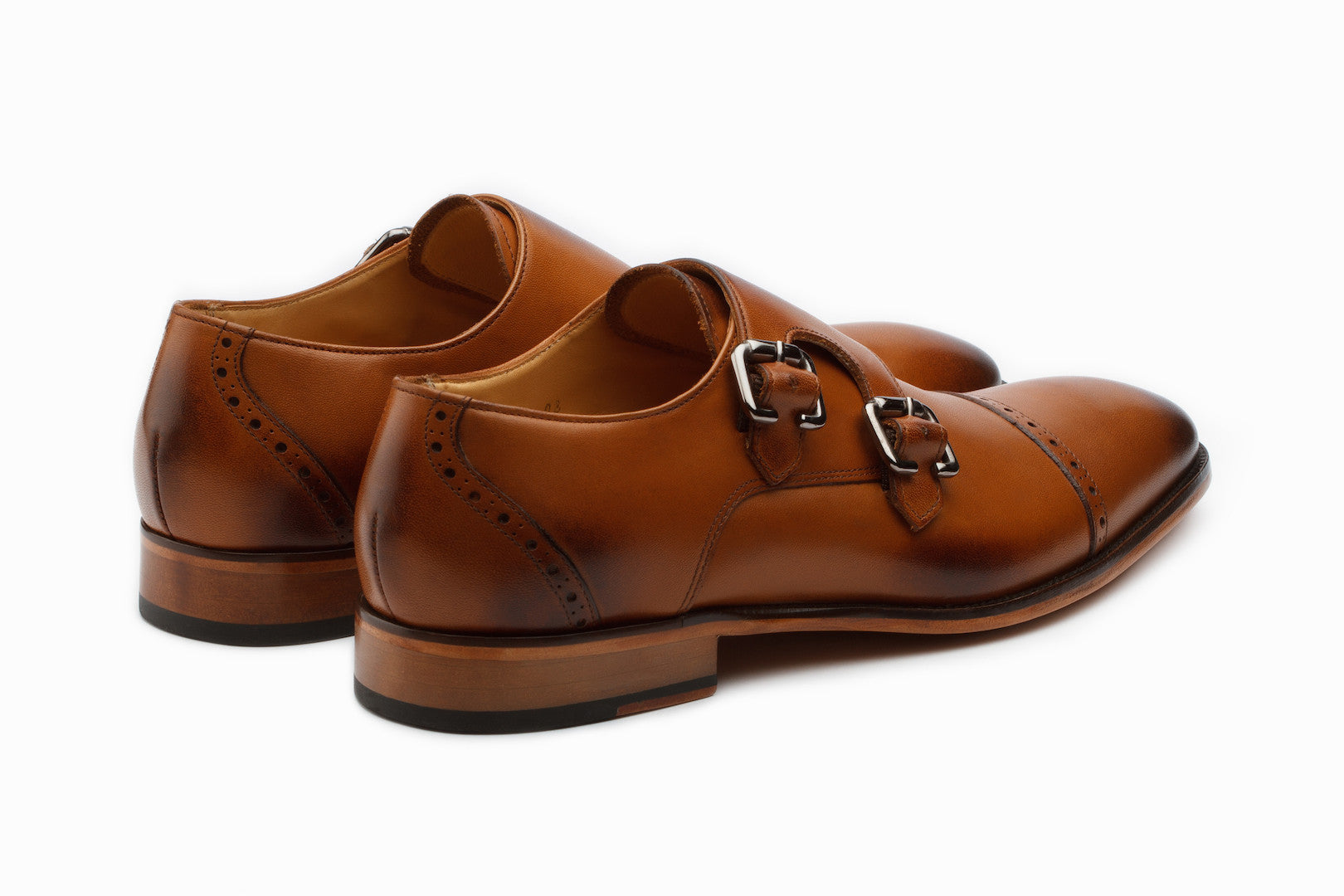 Premium Double Monkstrap Dress Shoes for Men - Classic Tan Leather Business Formal Oxfords - Perfect for Office, Weddings & Special Occasions