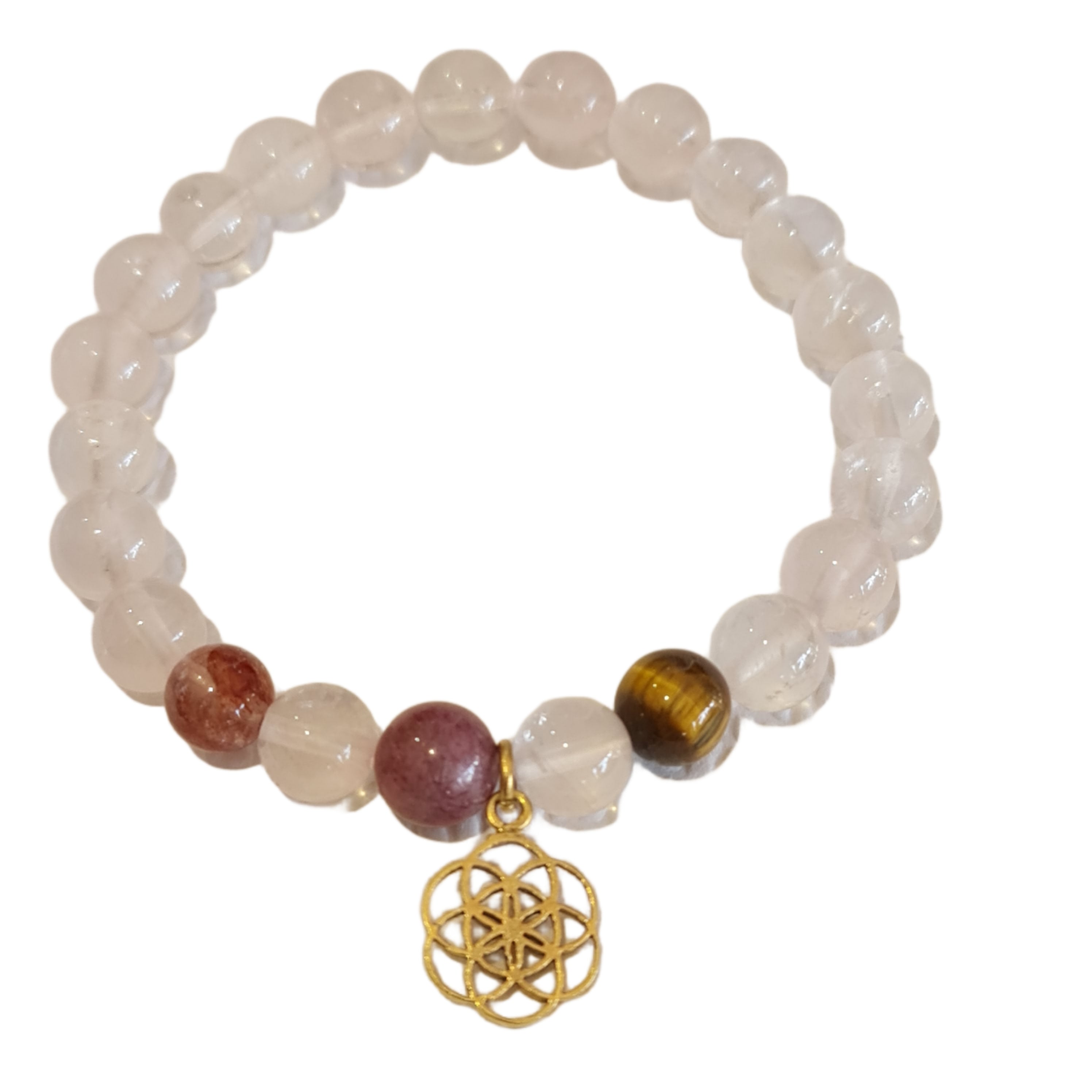 Love Me Seed of Life Stone Bracelet - Rose Quartz & Rhodonite Healing Crystal Jewelry for Women, Spiritual Energy Protection, Chakra Balancing, Meditation & Yoga Accessory