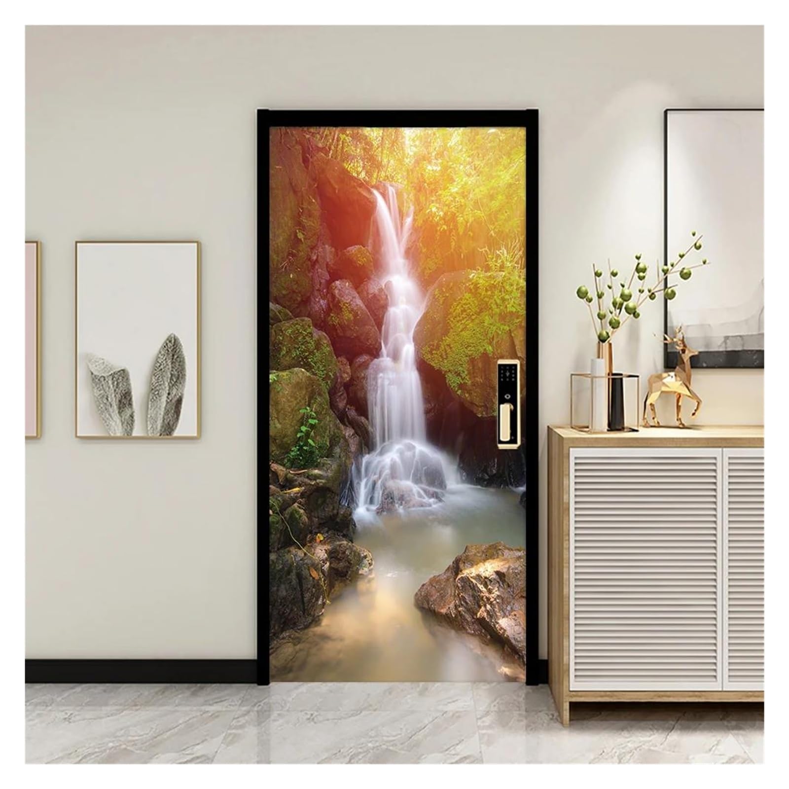 DIY Waterfall Scenery Door Stickers - 77x200cm Removable Wall Decals for Home Decor, Living Room Art Mural, Bedroom & Office Wall Stickers - Perfect for Home Improvement and Interior Design