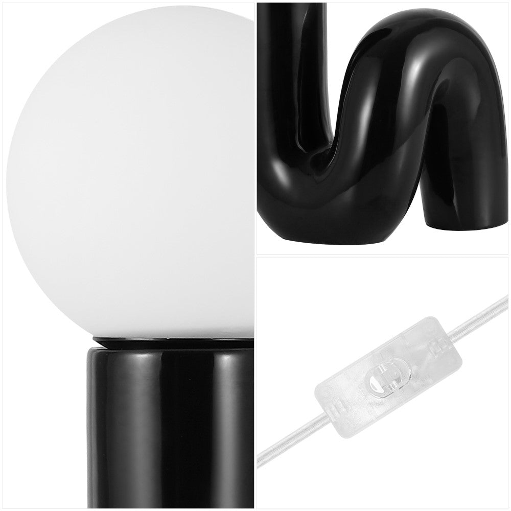 Katya 18 Scandinavian Minimalist Ceramic Spiral Tube LED Table Lamp - Modern Nordic Home Decor for Bedroom, Living Room & Office Lighting