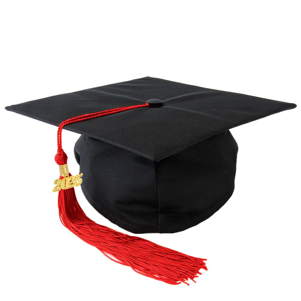 2025 Graduation Cap Tassels - Red & Gold Tassel Charms for Graduation Hats | Perfect Graduation Gifts for Class of 2025 | Grad Cap Decorations & Commencement Accessories | Ideal for High School & College Graduation Ceremonies