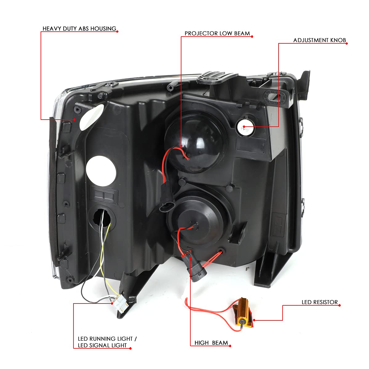 Auto Dynasty LED DRL Headlights for 2007-2014 Chevy Silverado - Sequential Turn Signal for Enhanced Visibility