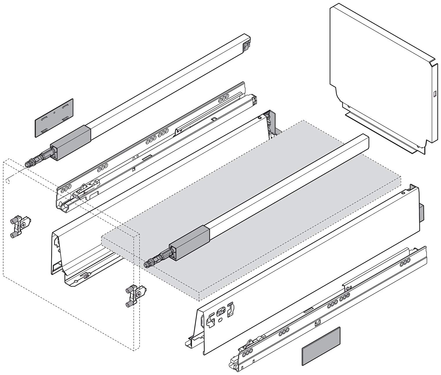 Blum 356M55B7SAB 12-Inch Adjustable Pull-Out Trash Can System with Full Extension Slides - No Bins Included - Silk White | Perfect for Kitchen Cabinets, Pantry Organization & Waste Management