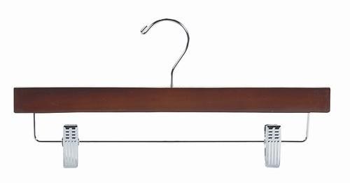 Premium Wooden Pants & Skirt Hanger - Walnut Finish with Chrome Hooks - Space-Saving Closet Organizer for Home & Office Wardrobe Storage