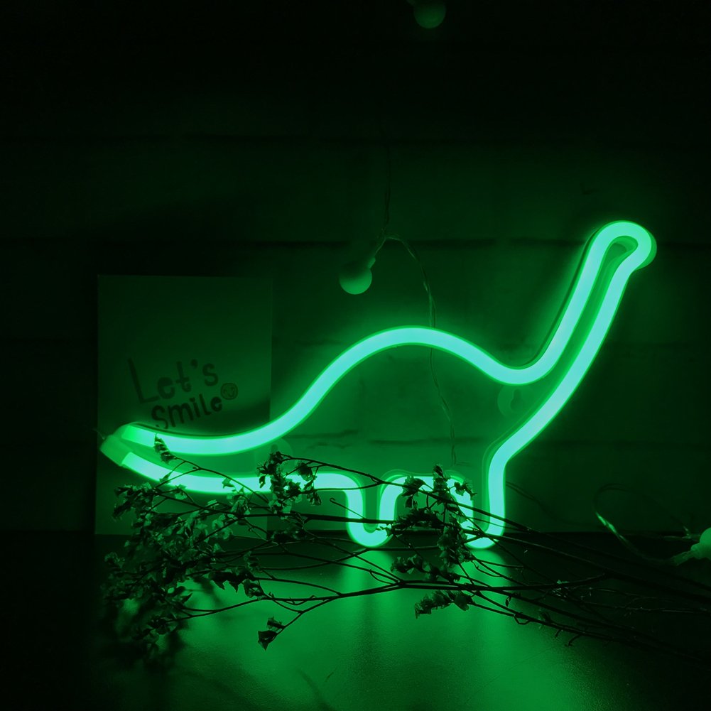 Nordstylee Neon Dinosaur Light Signs - LED Dinosaur Night Lights for Kids Room, Wall Decor, Birthday Party & Christmas Gift | Dinosaur-Themed Bedroom Lighting, Nursery Decor & Fun Party Decoration