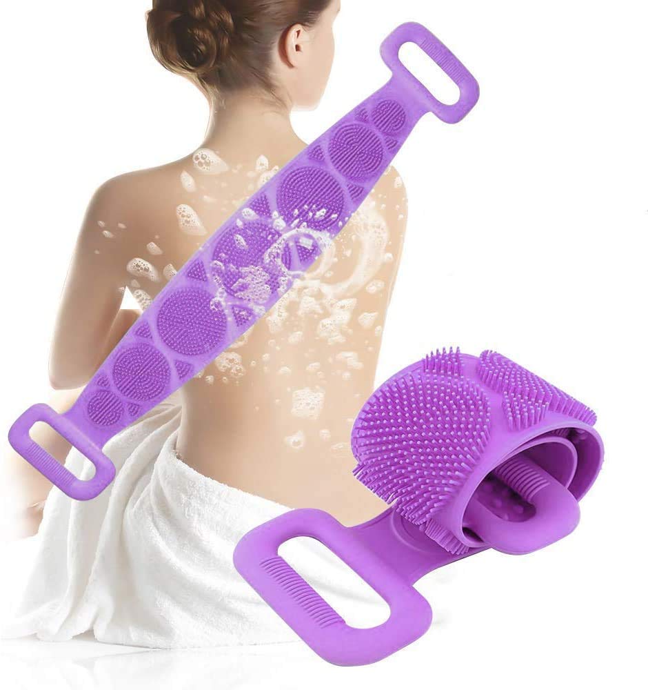 DD Retails Silicone Body Scrubber & Double-Sided Bath Brush - Exfoliating Shower Brush for Smooth Skin - Multi-Colored (1 Pack) - Perfect for Spa, Home Use & Gift Ideas