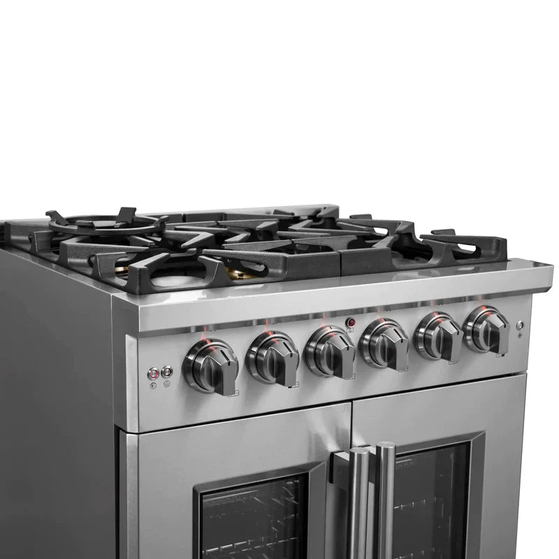 FORNO Massimo 30 Inch Freestanding French Door Gas Range - Stainless Steel FFSGS6439 30