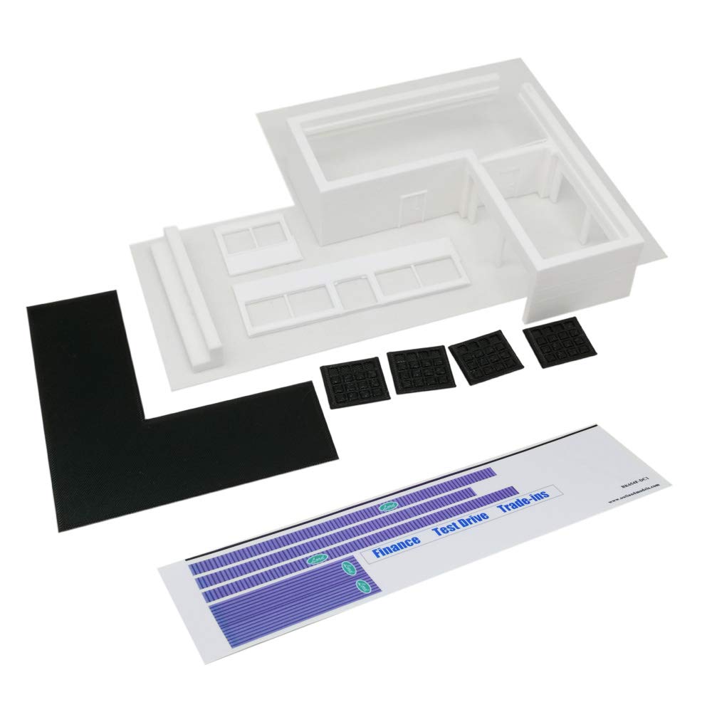 1:64 Scale Car Dealership Building Model Kit - Outland Models Scenery for Model Cars - Perfect for Diorama, Train Layouts & Collectors Display