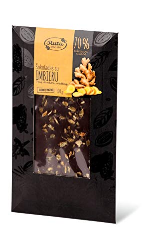 Premium 70% Dark Chocolate with Ginger 100g (Pack of 2) - Rich Cocoa, Spicy Ginger Flavor - Perfect for Gifts, Baking & Healthy Snacking