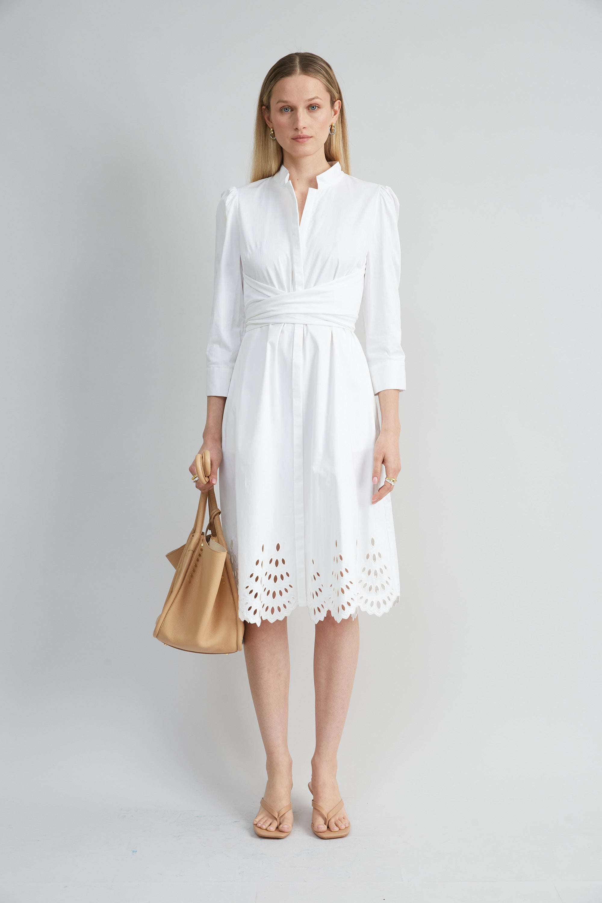 Elegant Cotton Tie Embroidered Dress for Women - Summer Floral Maxi Dress for Beach, Wedding & Party Occasions