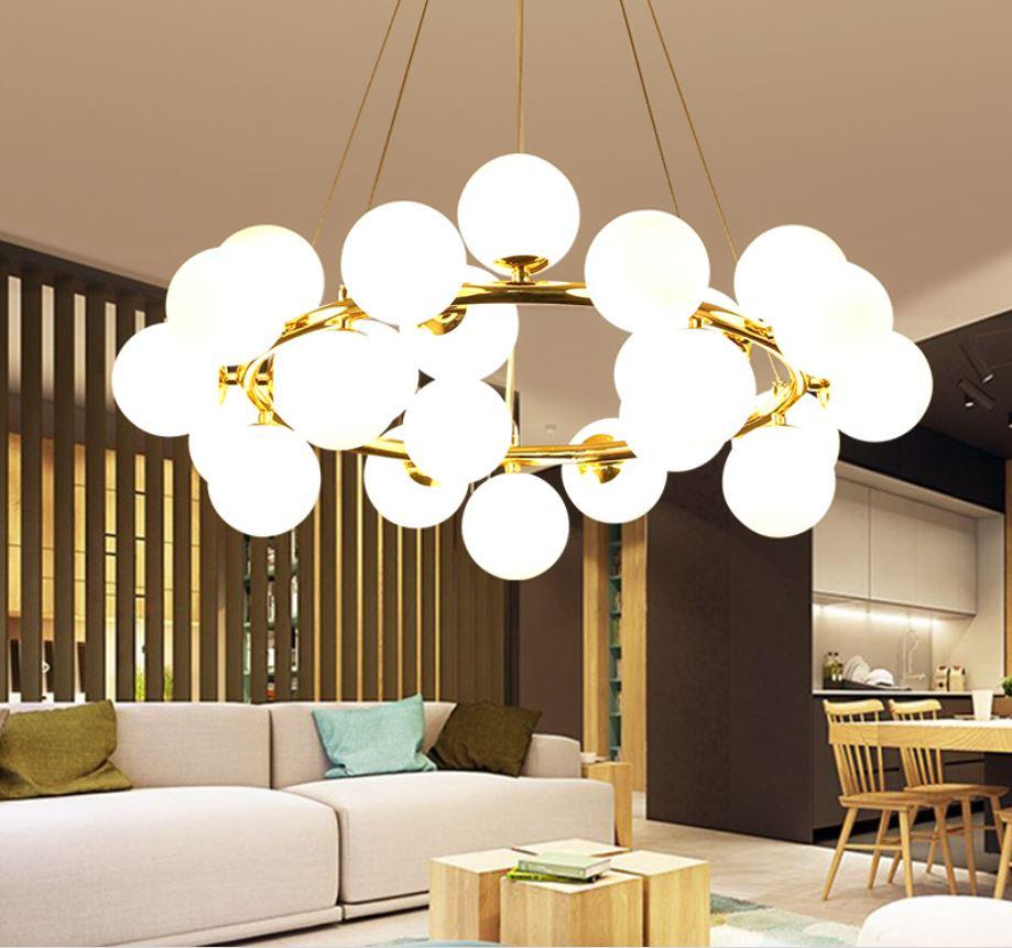 Modern LED Chandelier with Molecular Magic Beans DNA Design - Elegant Lighting Fixture for Living Room, Dining Room & Bedroom - Perfect for Home Decor, Dinner Parties & Romantic Ambiance
