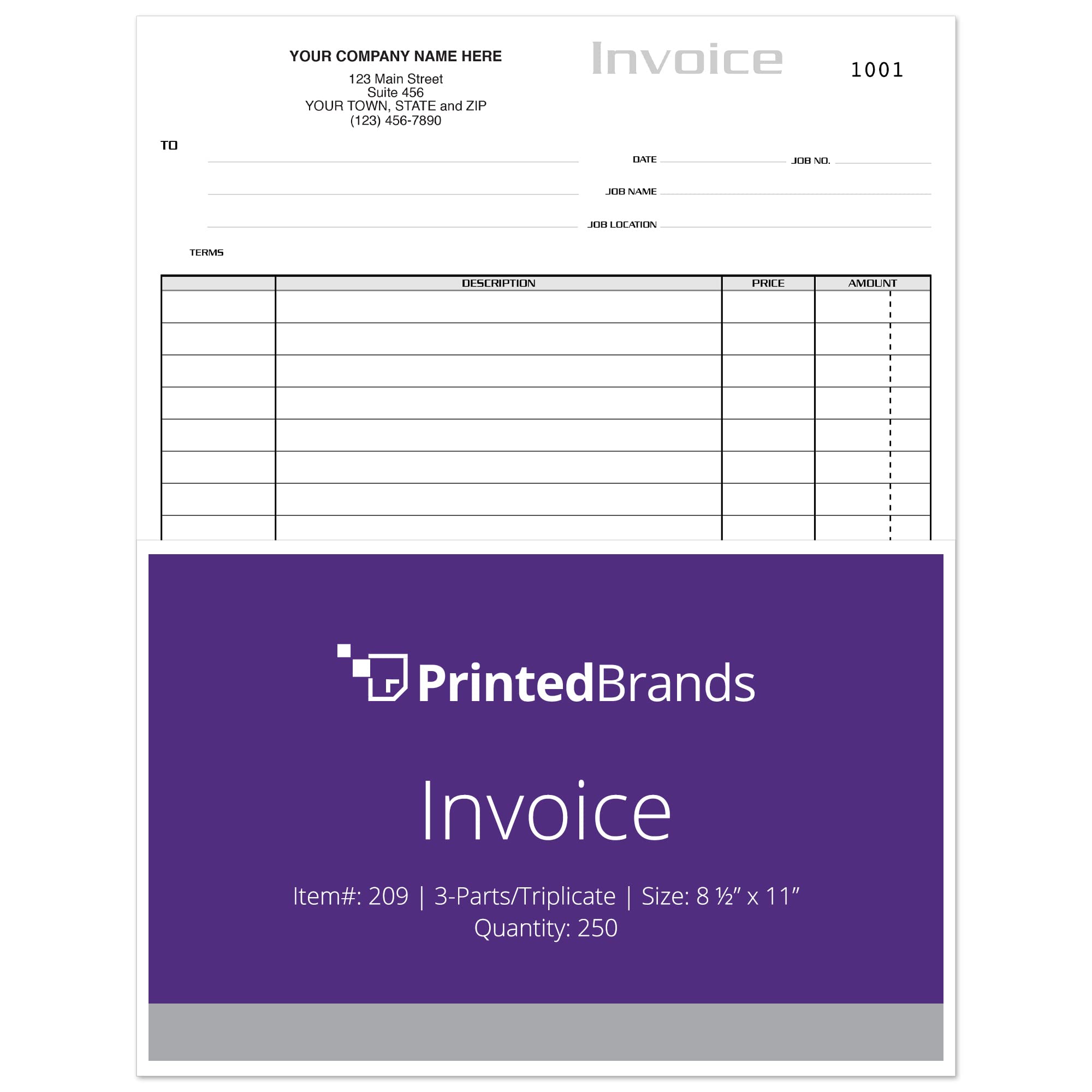 Custom Carbonless Invoice Forms 8.5 x 11 Inches - 3-Part NCR Paper with Company Name, Address & Phone - 250 Pack for Small Business Receipts, Sales Orders | White, Yellow, Pink | Perfect for Retail, Restaurants & Service Industries
