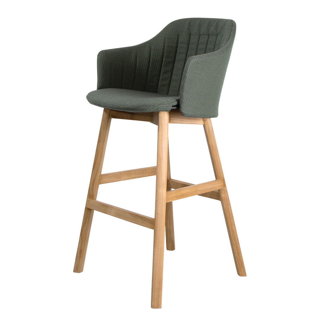 Premium Outdoor Bar Chair with Wood Base & Comfortable Back/Seat Cushions - Perfect for Patio, Deck, Poolside & Garden Relaxation