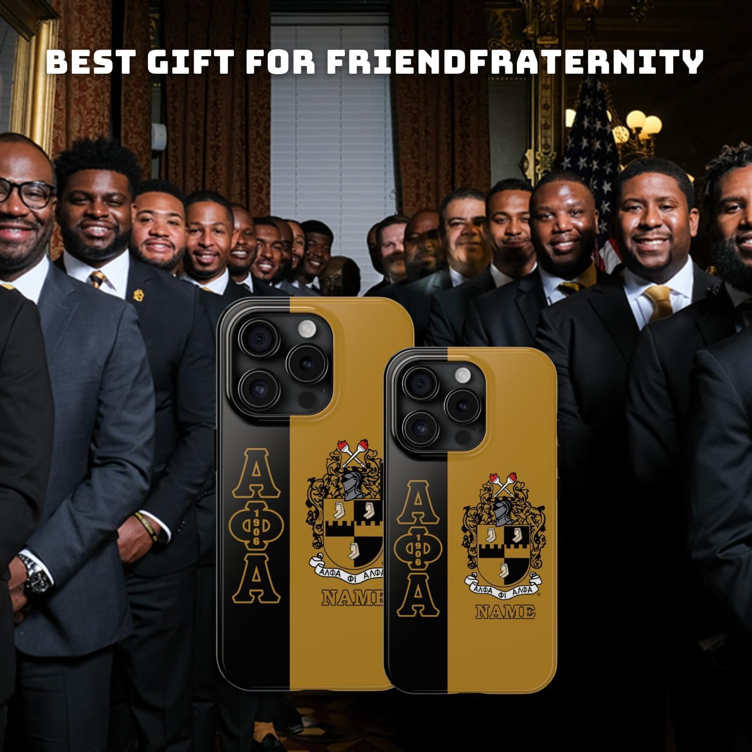 Personalized Alpha Phi 1906 Fraternity Gifts for Men - iPhone 16/15/14/13/12 Pro Max & Galaxy S24/S23 Shockproof Phone Case - Durable TPU Protective Cover with Anti-Scratch Design - Perfect for College Students, Graduation Gifts & Greek Life Accessories
