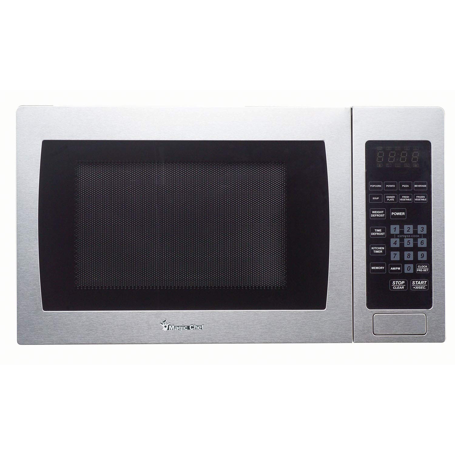 Magic Chef 0.9 Cu. Ft 900W Stainless Steel Countertop Microwave Oven - Compact Space-Saving Design for Small Kitchens, Dorms & Offices (MCM990ST) | Perfect for Reheating Meals, Popcorn & Quick Cooking