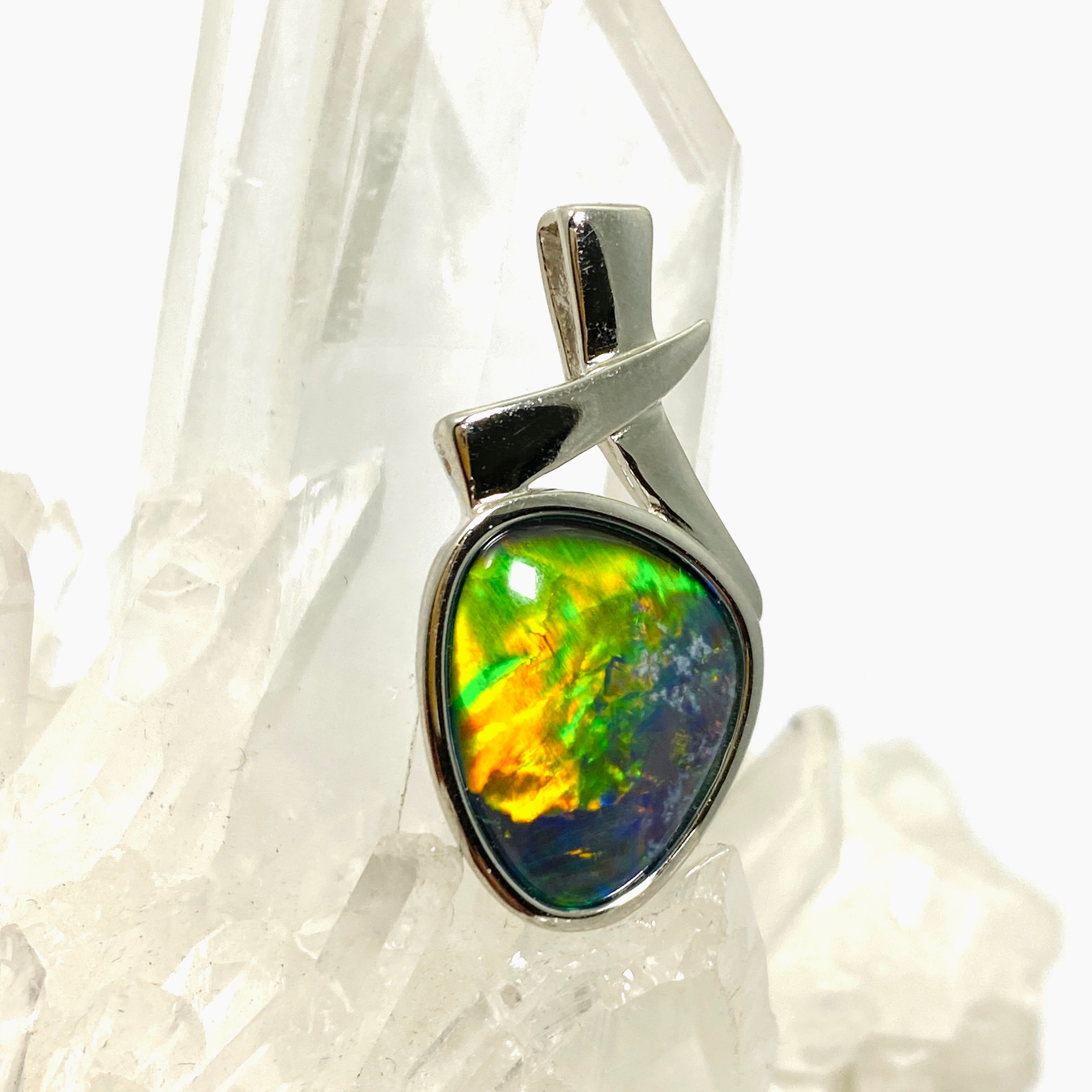 Australian Opal Triplet Freeform Cabochon Pendant in Sterling Silver Setting - Unique Handmade Jewelry for Women, Gift for Her, Birthday & Anniversary Present