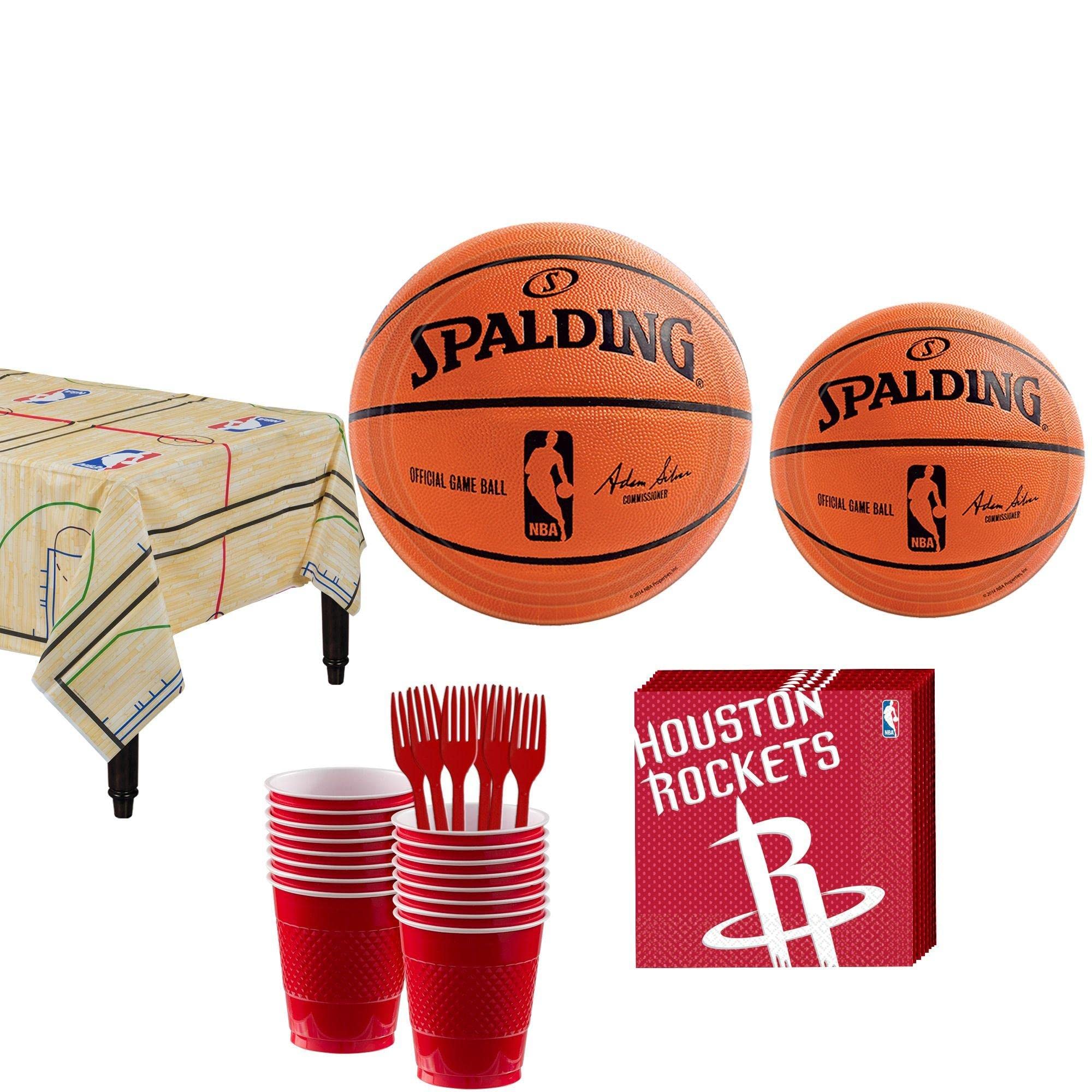 Houston Rockets NBA Party Supplies Set for 16 Guests - Includes Table Cover, Plates, Napkins & Decorations | Perfect for Birthday Celebrations, Game Nights & Sports Themed Events