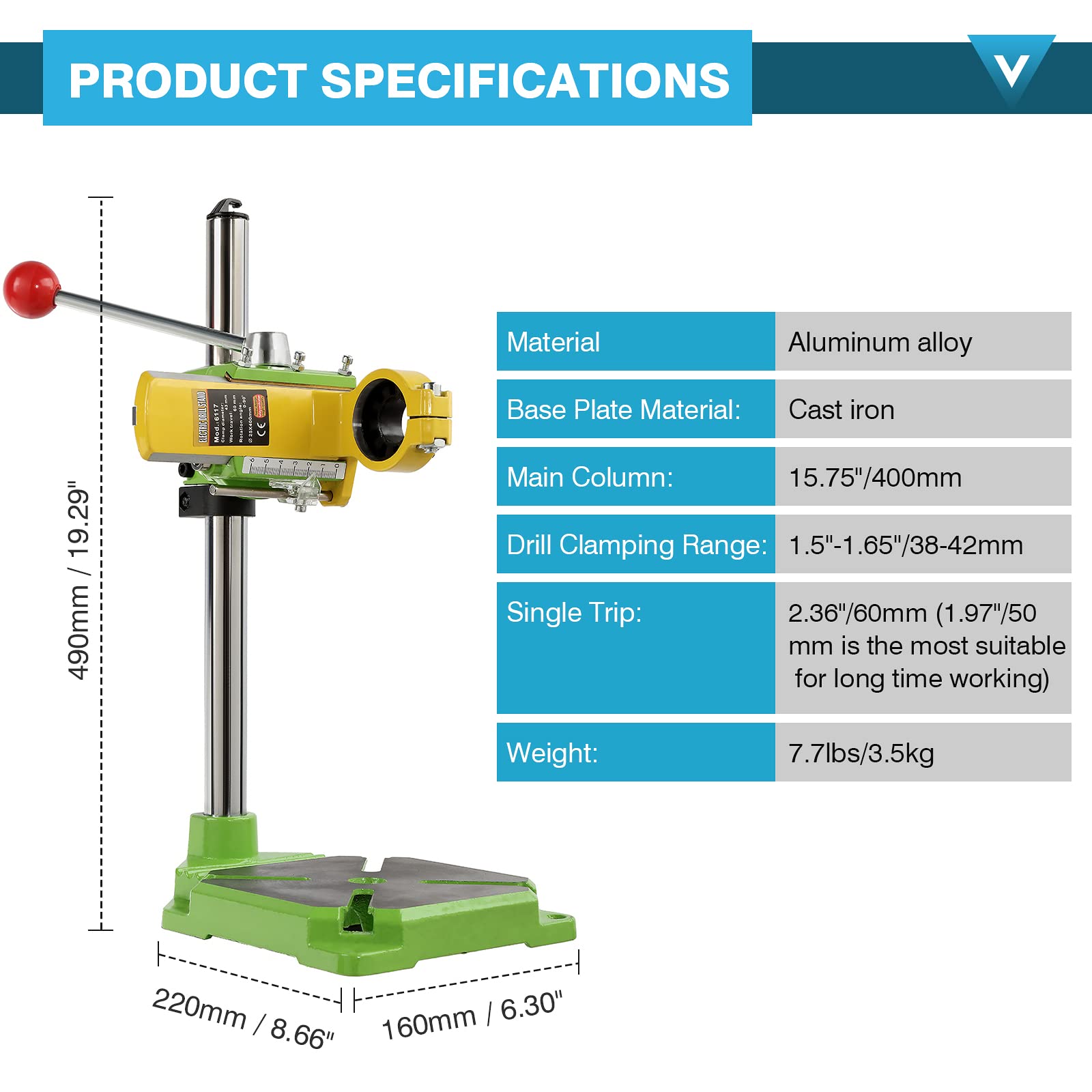IronWalls Universal Drill Press Stand for Hand Drills - 90° Rotating Adjustable Bench Clamp Holder, Workbench Repair Tool & Drill Press Table Adapter | Perfect for Woodworking, Metalworking & DIY Home Projects