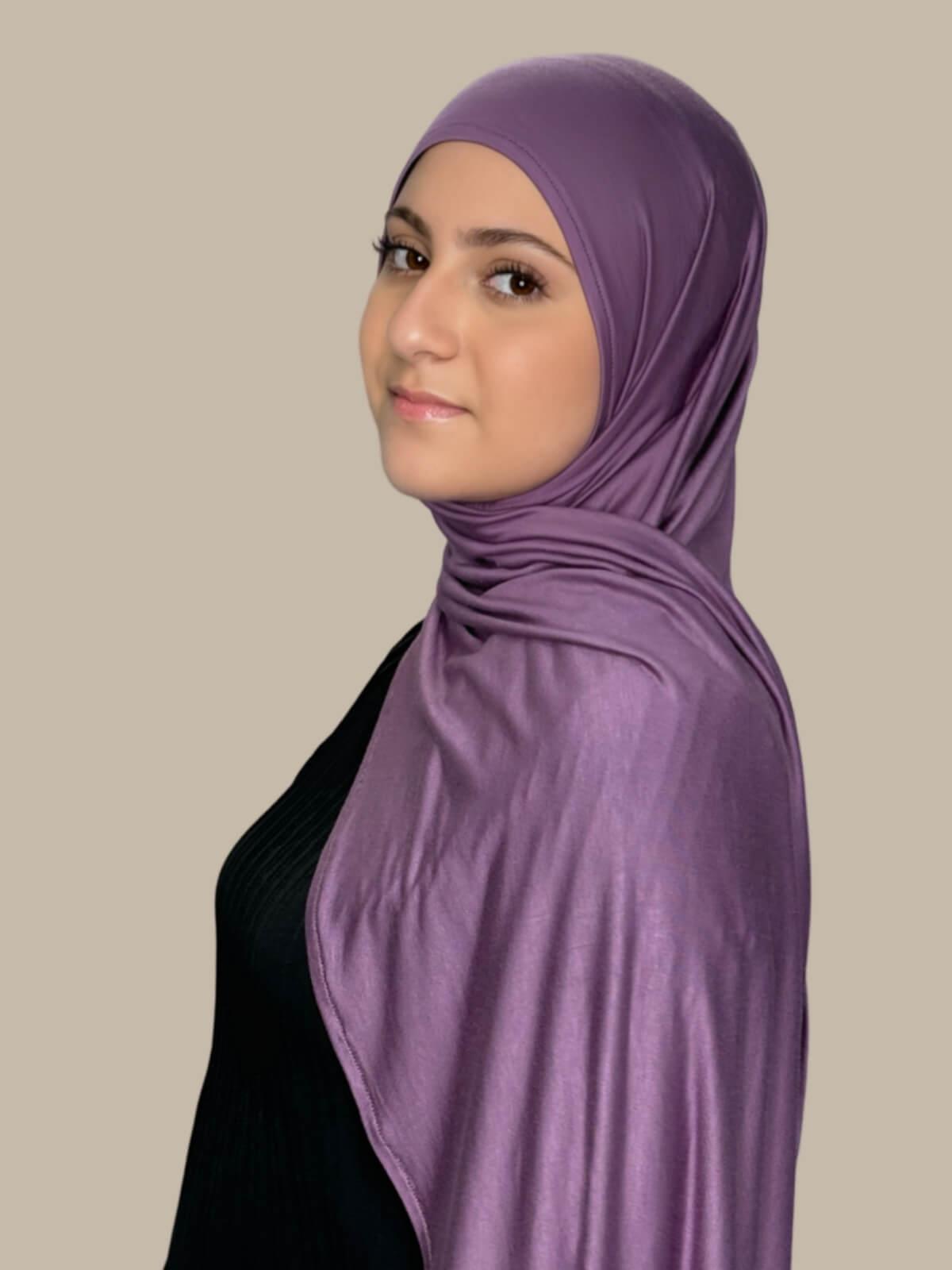 Stylish Pre-Sewn Jersey Hijab for Women - Mauve Taupe Color | Perfect for Daily Wear, Work, and Special Occasions