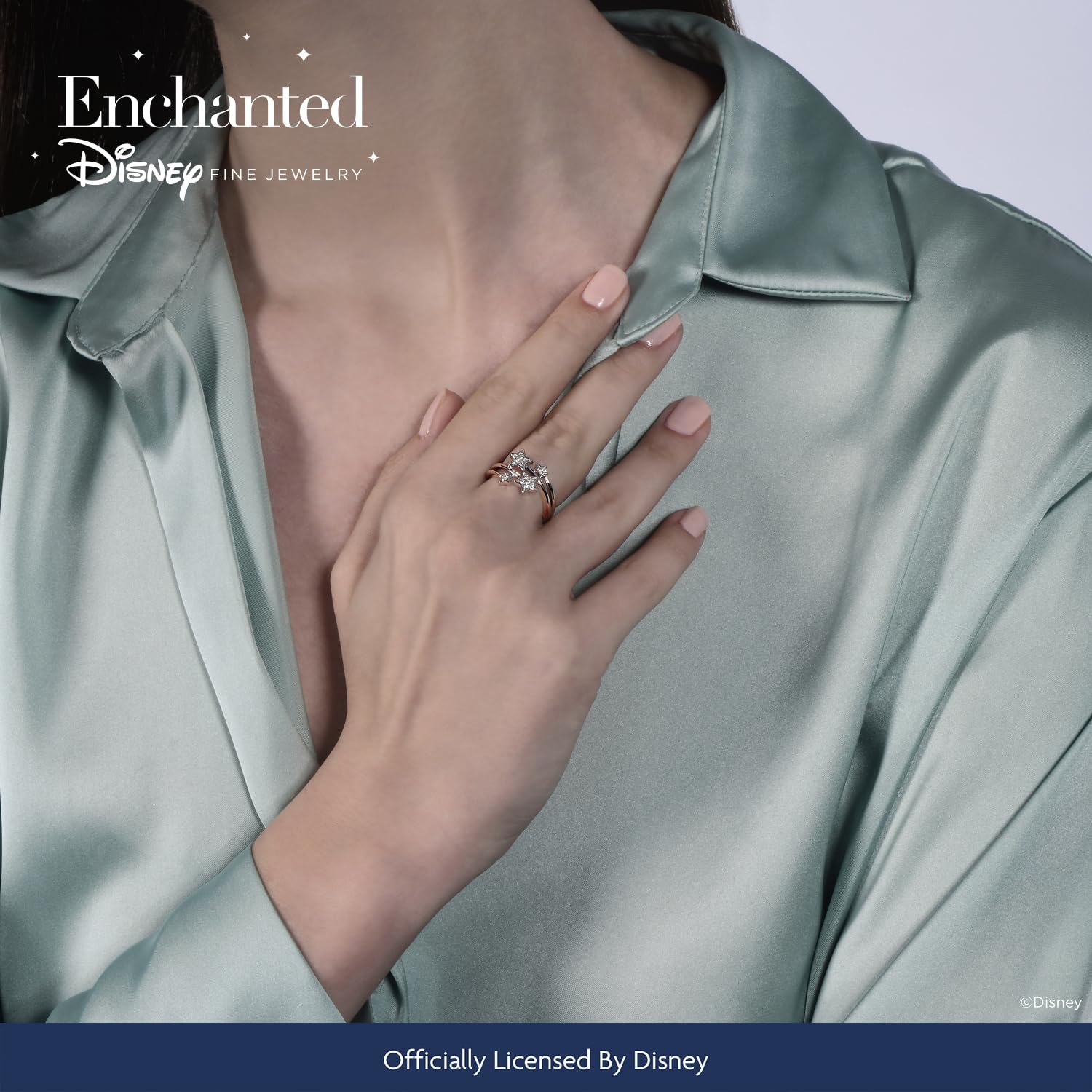 Enchanted Disney Tinkerbell Sterling Silver Ring with 1/10 Cttw Natural White Diamonds - Elegant Jewelry for Women, Perfect Gift for Disney Fans & Fairy Tale Lovers - Ideal for Birthdays, Anniversaries and Special Occasions