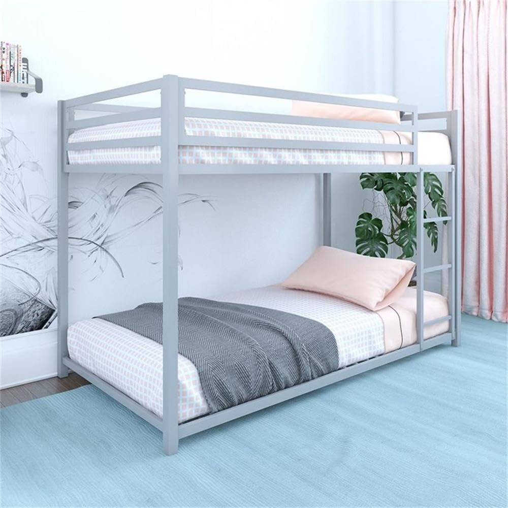 Rosebery Kids Twin Over Twin Metal Bunk Bed - Silver Finish | Space-Saving Bed for Siblings & Sleepovers | Perfect for Small Bedrooms & Shared Kids Rooms