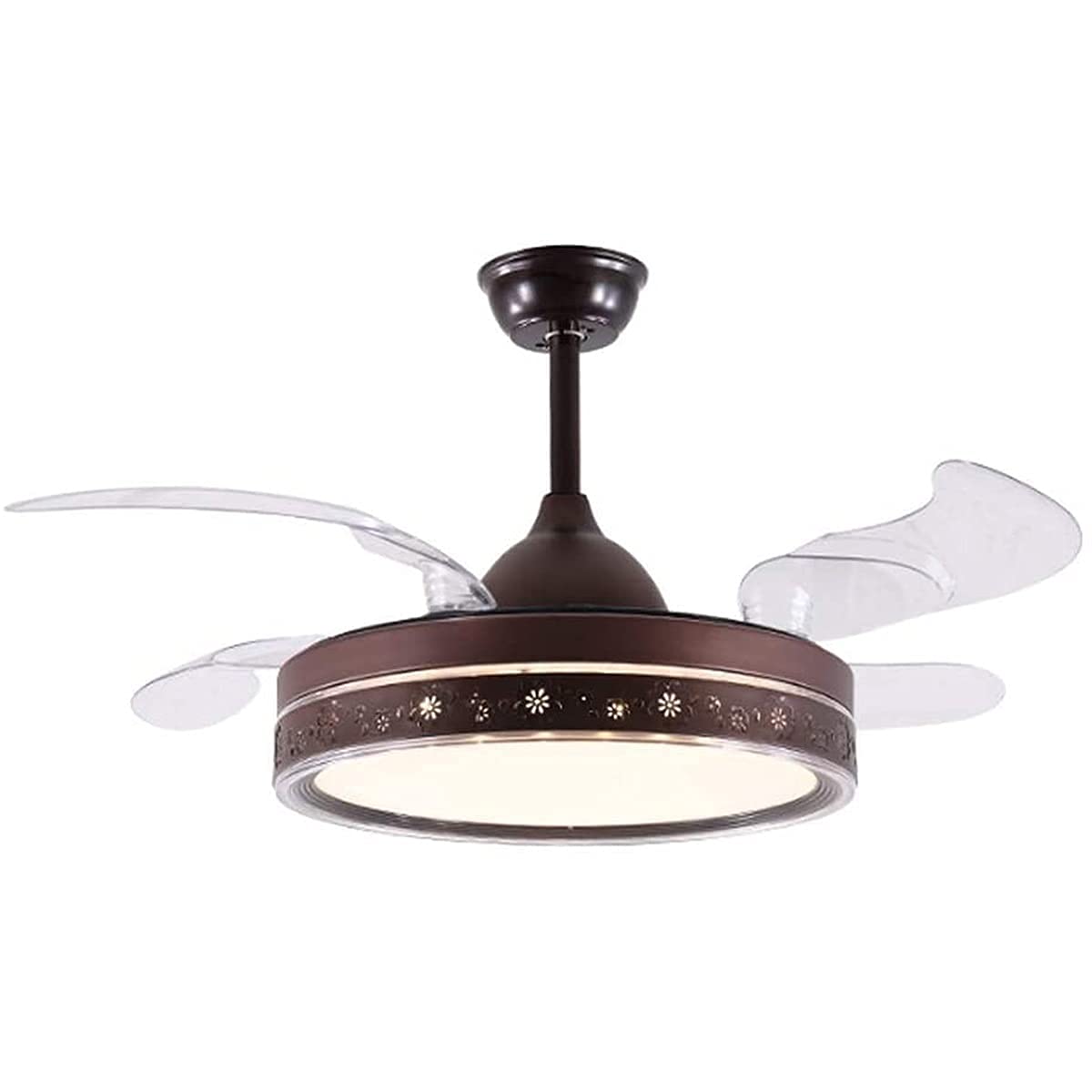 Modern Industrial Ceiling Fan with LED Lights - Remote Control, 3 Speed Settings & 3 Color Temperatures - Acrylic Leaf Design for Living Room, Bedroom, or Office