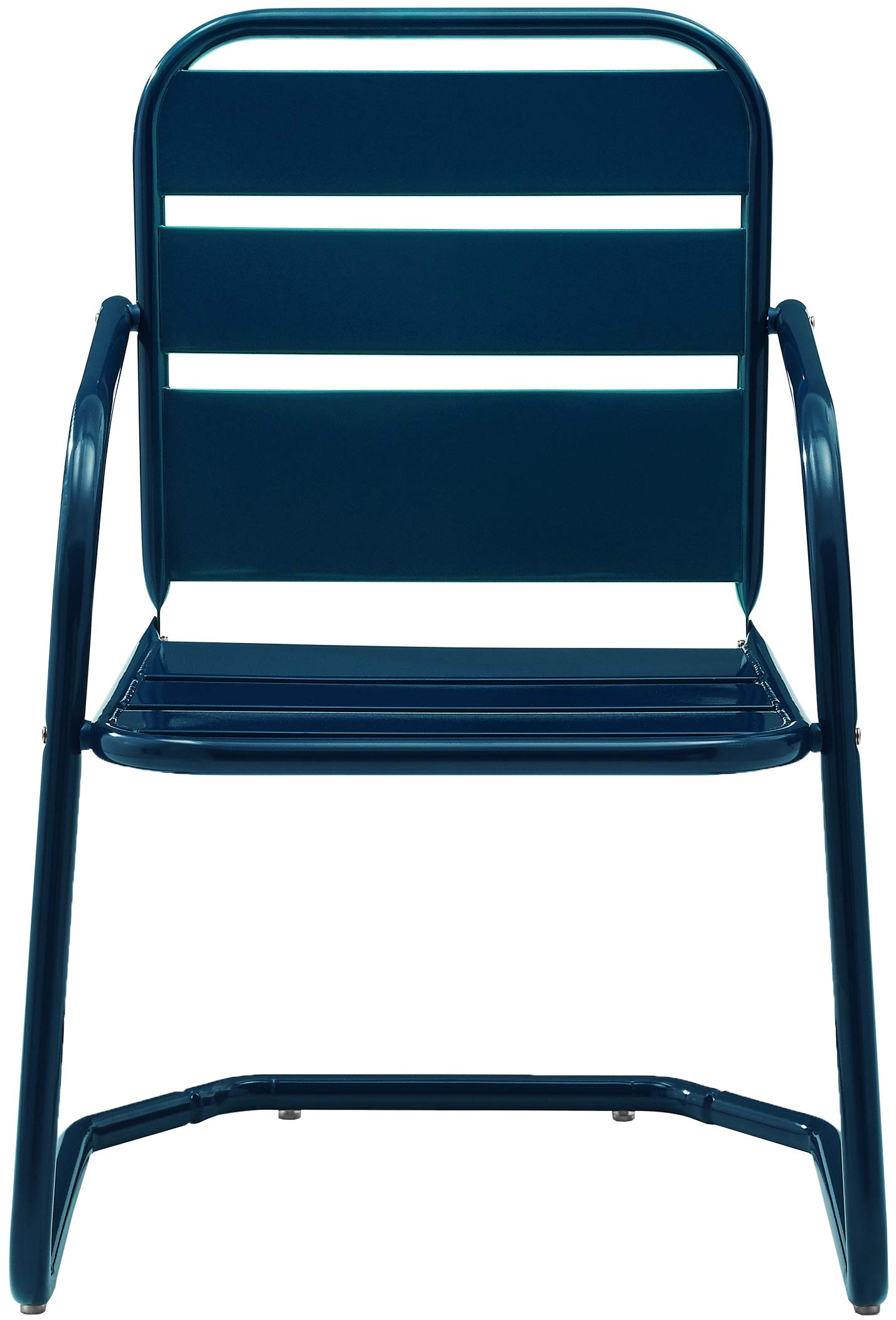 Crosley Brighton 2-Piece Outdoor Chair Set - Retro Metal Patio Dining Chairs for Porch, Deck, Garden - Navy Blue - Perfect for Backyard Relaxation & Outdoor Entertaining