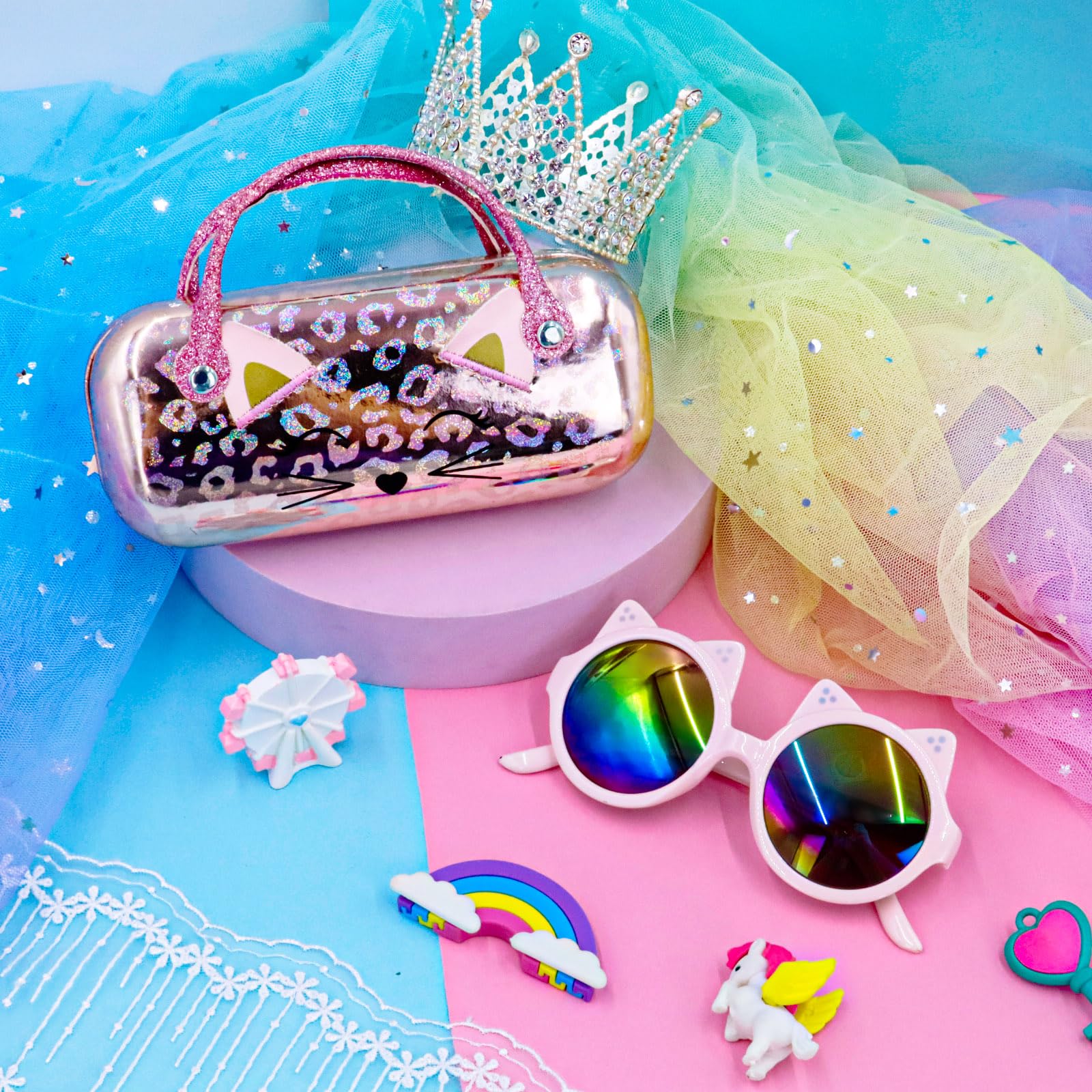 PinkSheep Polarized Sunglasses for Girls & Kids - UV400 Protection Cat Eye Sunglasses with Case - Stylish Plastic Frame for Outdoor, Beach & Summer Activities