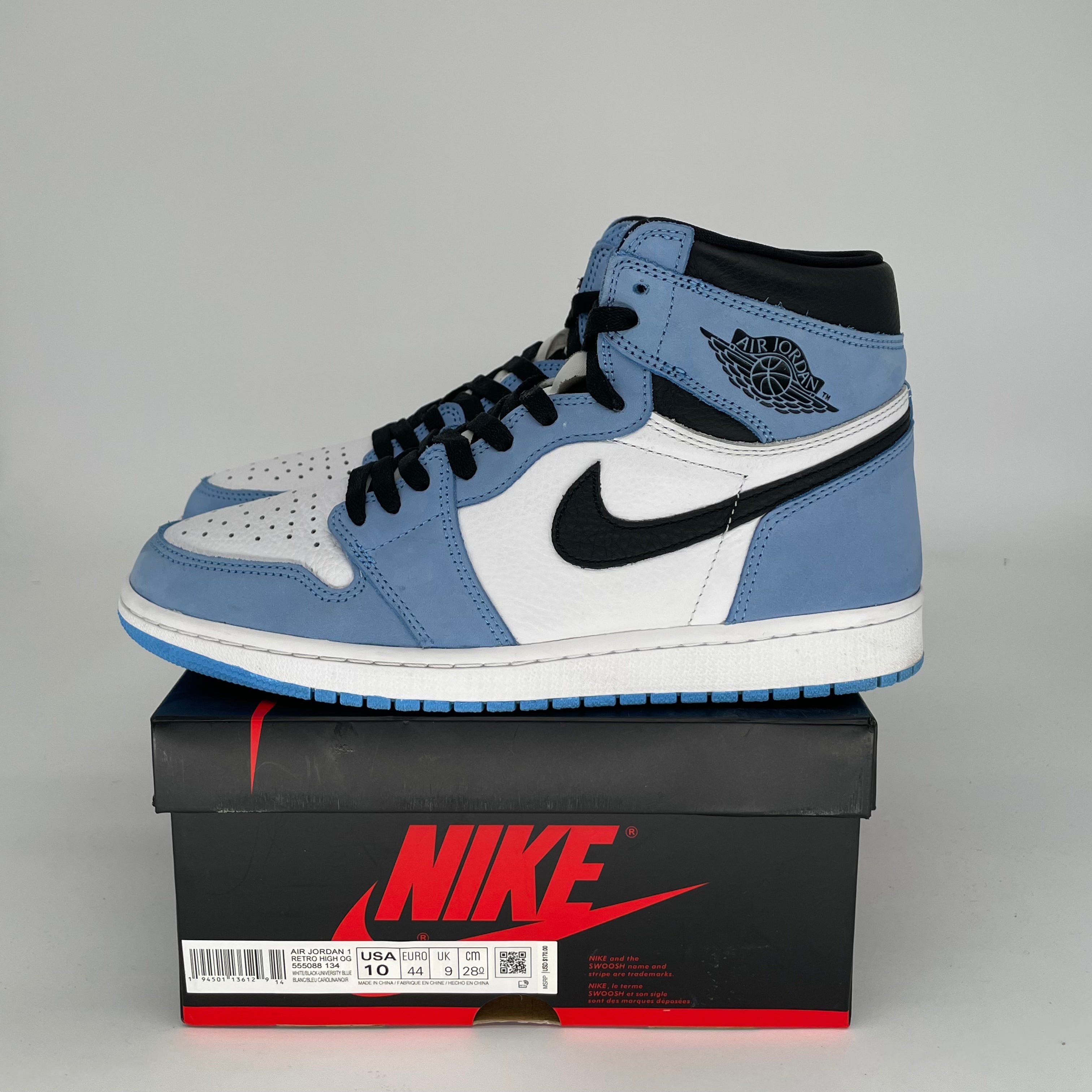 AIR JORDAN 1 UNIVERSITY BLUE Sneakers - Men's Size 10 & Women's Size 11.5 - Style Code 555088-134 - Perfect for Basketball, Streetwear & Sneaker Collection