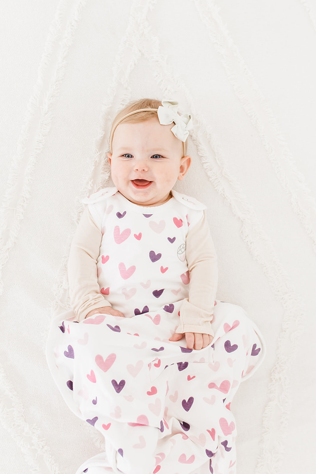 Ecolino® Adjustable Baby Sleep Sack - Organic Cotton Wearable Blanket for Infants & Toddlers (2 Months to 2 Years) - Heart Design - Perfect for Safe Sleep, Nursery & Travel
