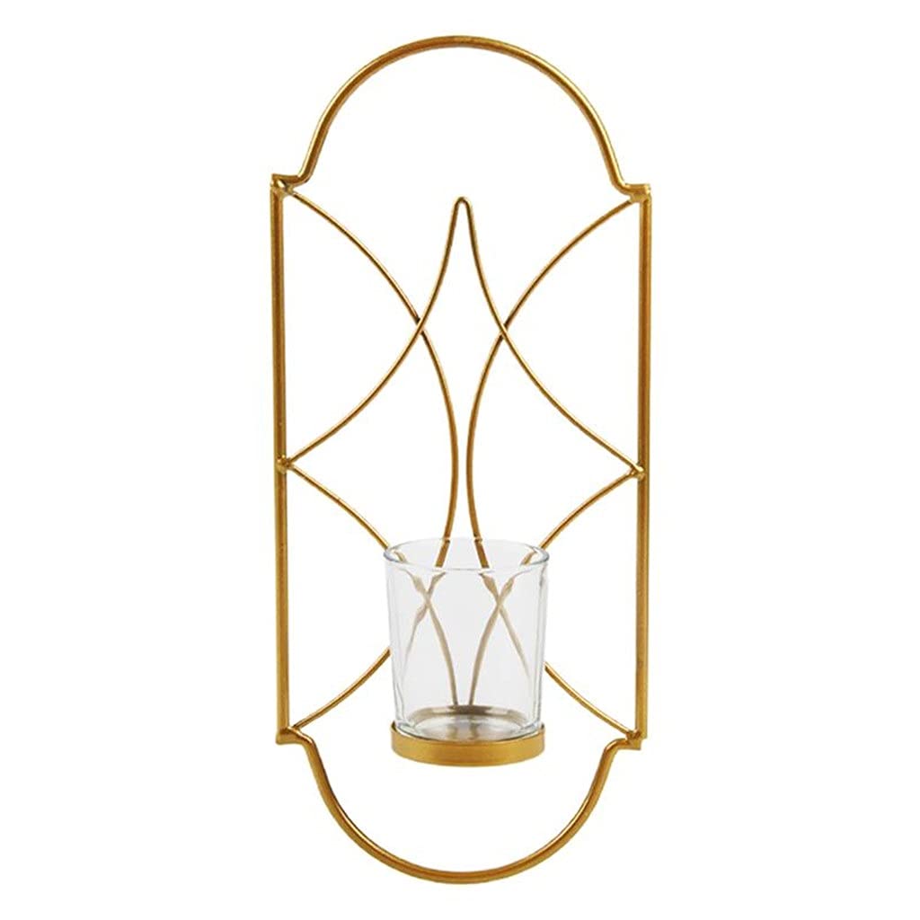 Vintage Metal Wall Mounted Candle Holder - Geometric Hollow Out Tealight Candlestick for Home Decor, Wedding & Romantic Dinner Lighting (Color: A)