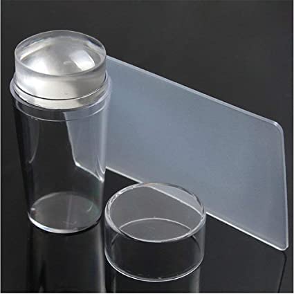 RP MALL Soft Silicone Jelly Nail Stamper & Scraper Set - Professional Nail Art Tool Kit with Lid & Large Scraper for DIY Nail Stamping Plates - Perfect for Salon, Home Manicure & Nail Art Designs