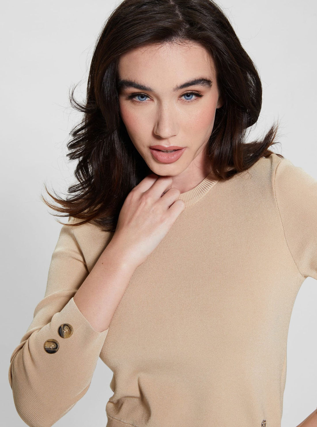 Sophie Knit Top for Women - Soft Beige Pullover Sweater - Perfect for Casual Outfits & Layering in Fall & Winter