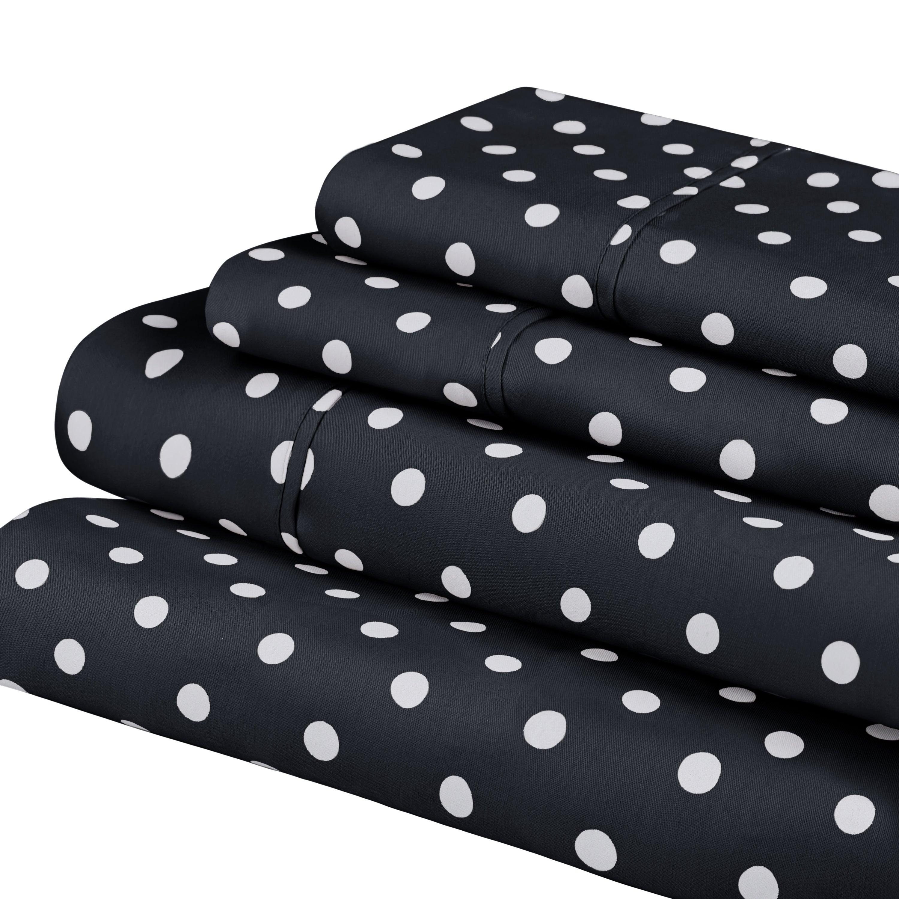 Polka Dot 600 Thread Count Cotton Blend Deep Pocket Sheet Set - Queen Size Bed Sheets for Comfortable Sleep - Perfect for Master Bedroom, Guest Room & Dorm