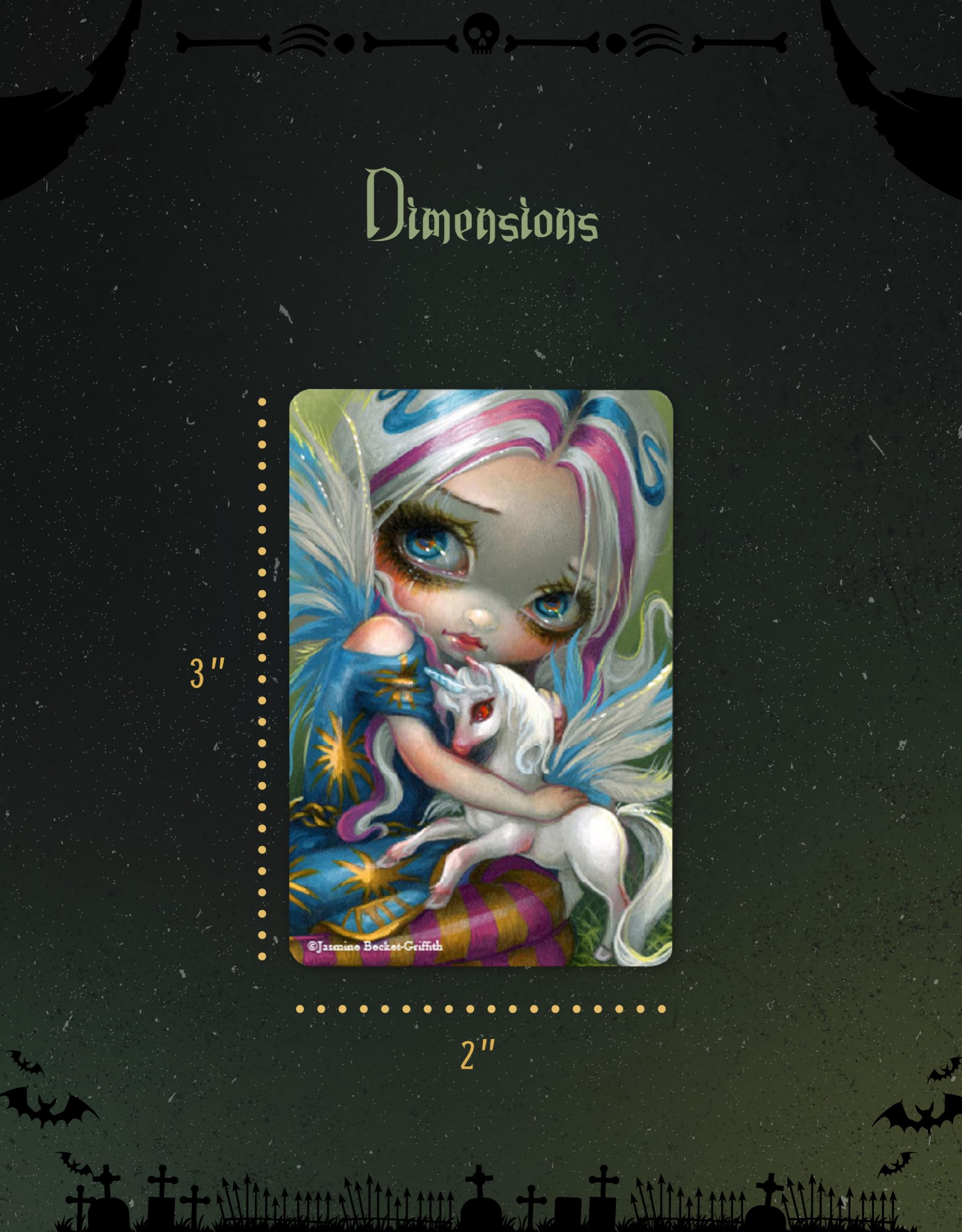 Gothic Fairy Tale Twilight Delight Wood Magnet - Jasmine Becket-Griffith Art, Laser-Cut UV-Coated 2x3 Inch Decorative Fridge Magnet (1252-LM) - Perfect for Home, Office & Gift Giving