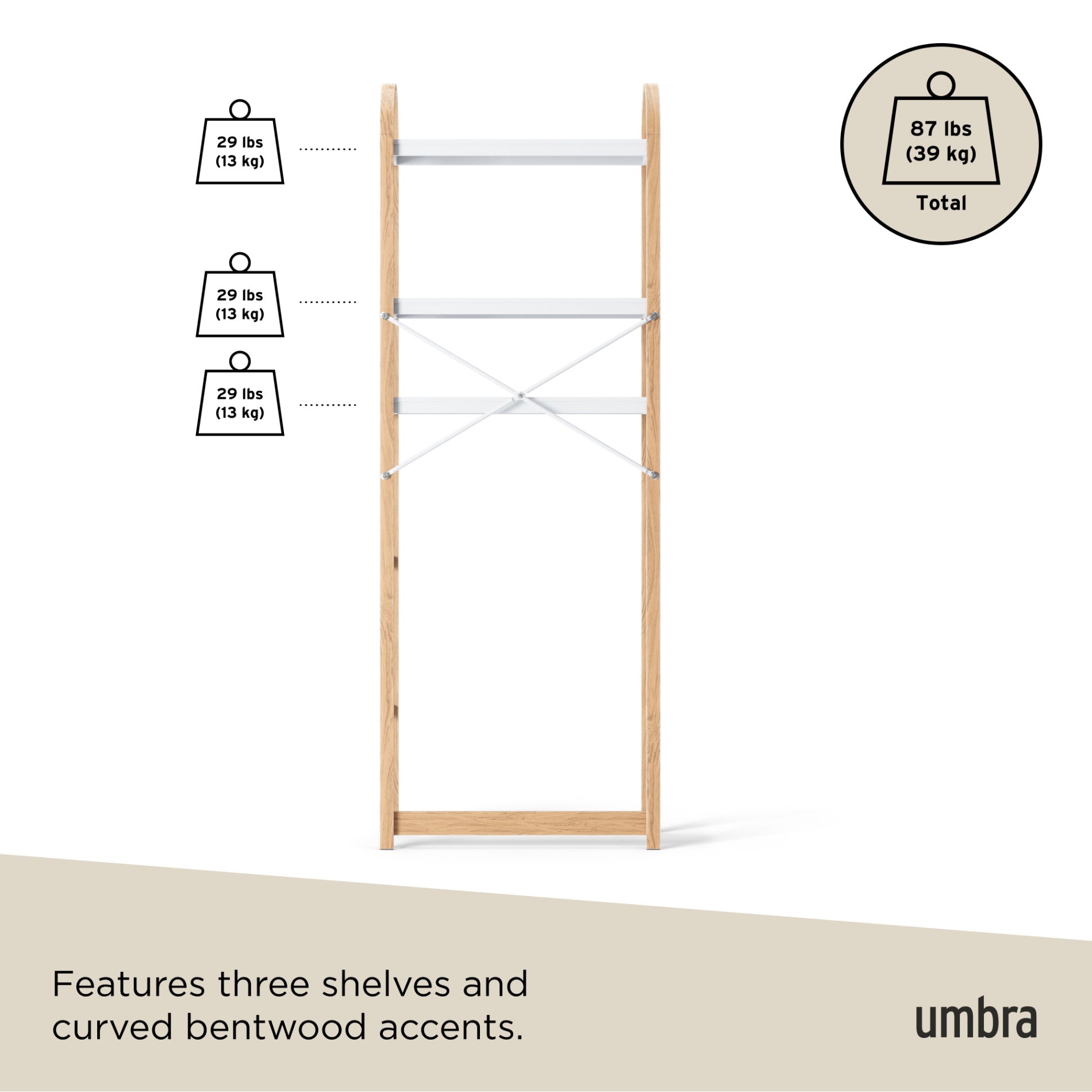 Bellwood Over the Toilet Shelf - Space Saving Bathroom Storage Organizer for Towels, Toiletries & Decor | Perfect for Small Bathrooms, Apartments & Dorm Rooms