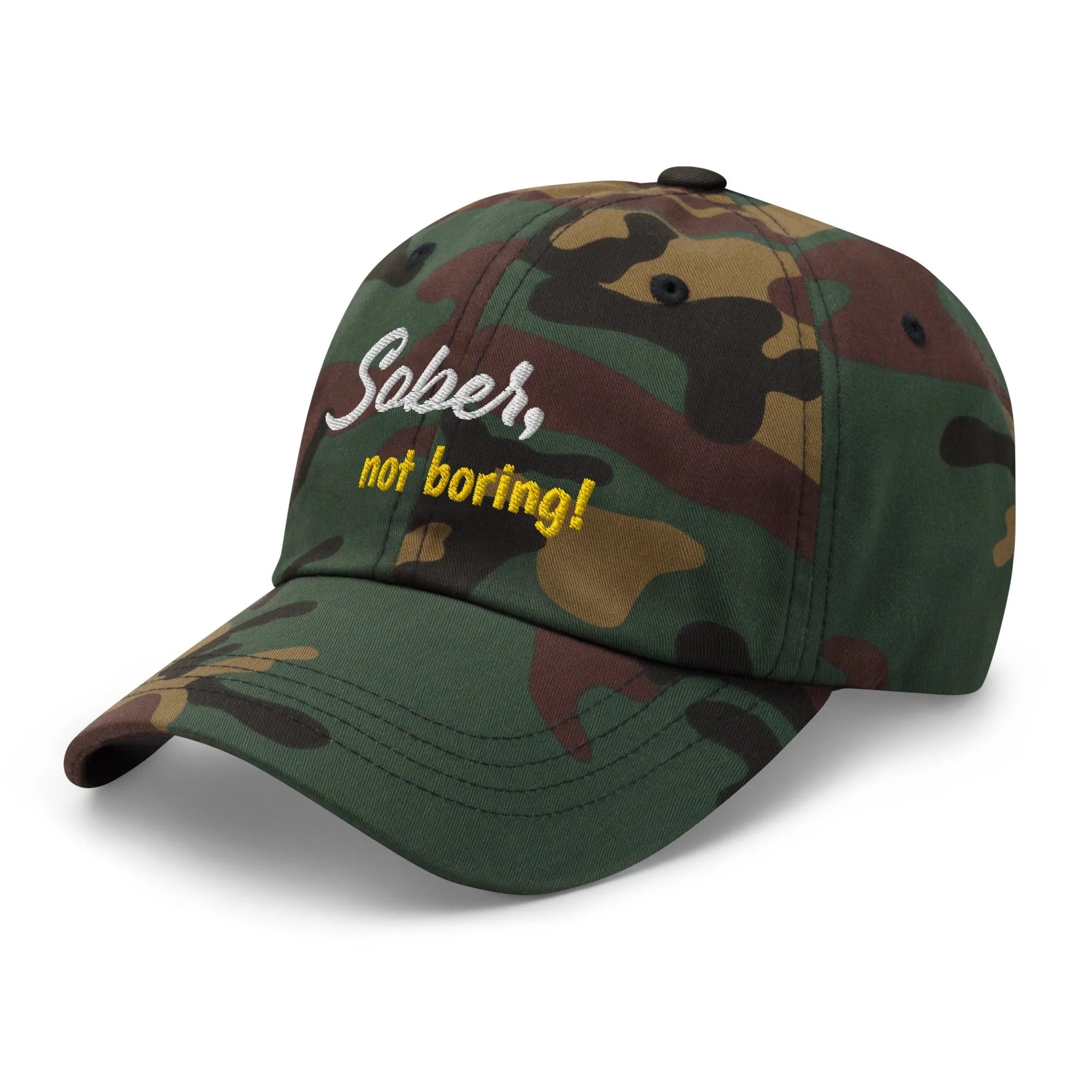 Sober Not Boring Embroidered Dad Hat - Stylish Unisex Baseball Cap for Men & Women - Perfect for Outdoor Activities, Sports, and Casual Wear