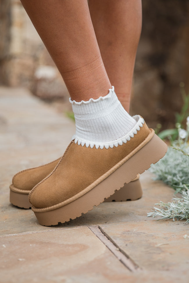 Gabbie Chestnut Embroidered Slippers for Women - Cozy House Shoes with Non-Slip Sole - Perfect for Indoor Comfort, Relaxation & Gift Giving