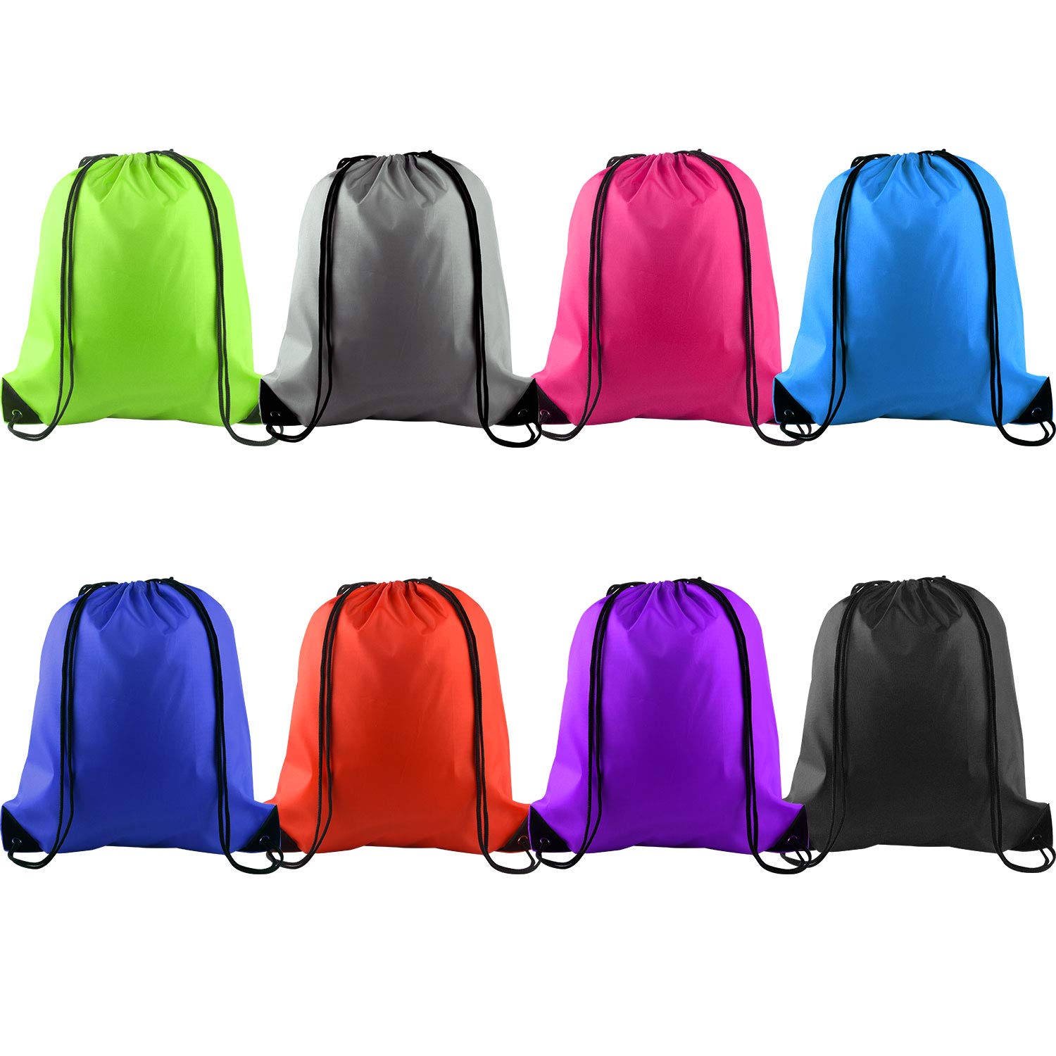 KUUQA 8-Piece Drawstring Backpacks Set - Bulk Lightweight Gym Sports Travel Bags for Workout, Hiking & School Use