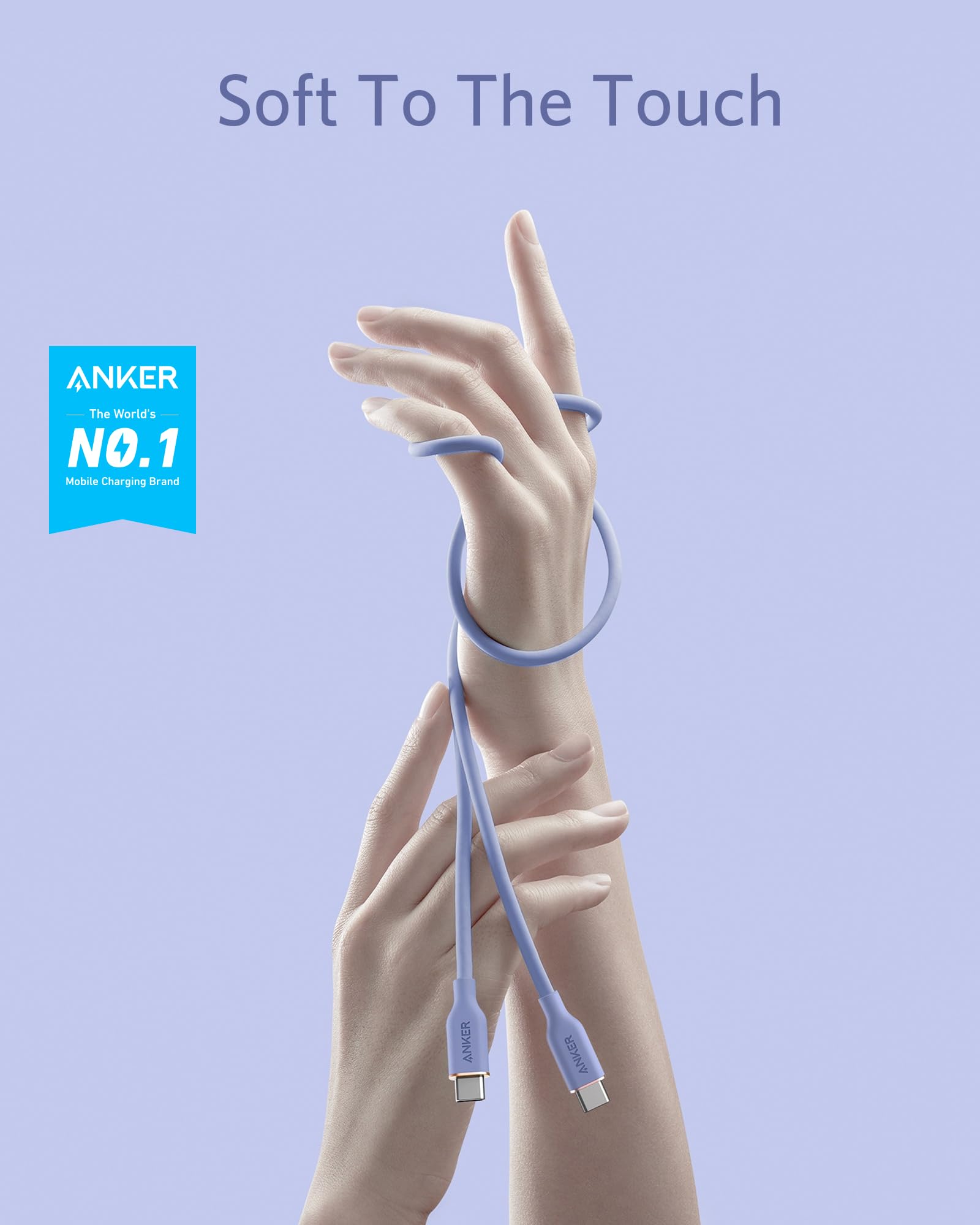 Anker 100W USB-C Cable 6ft Fast Charging for MacBook Pro, iPad, Galaxy S21 - Home & Travel Use