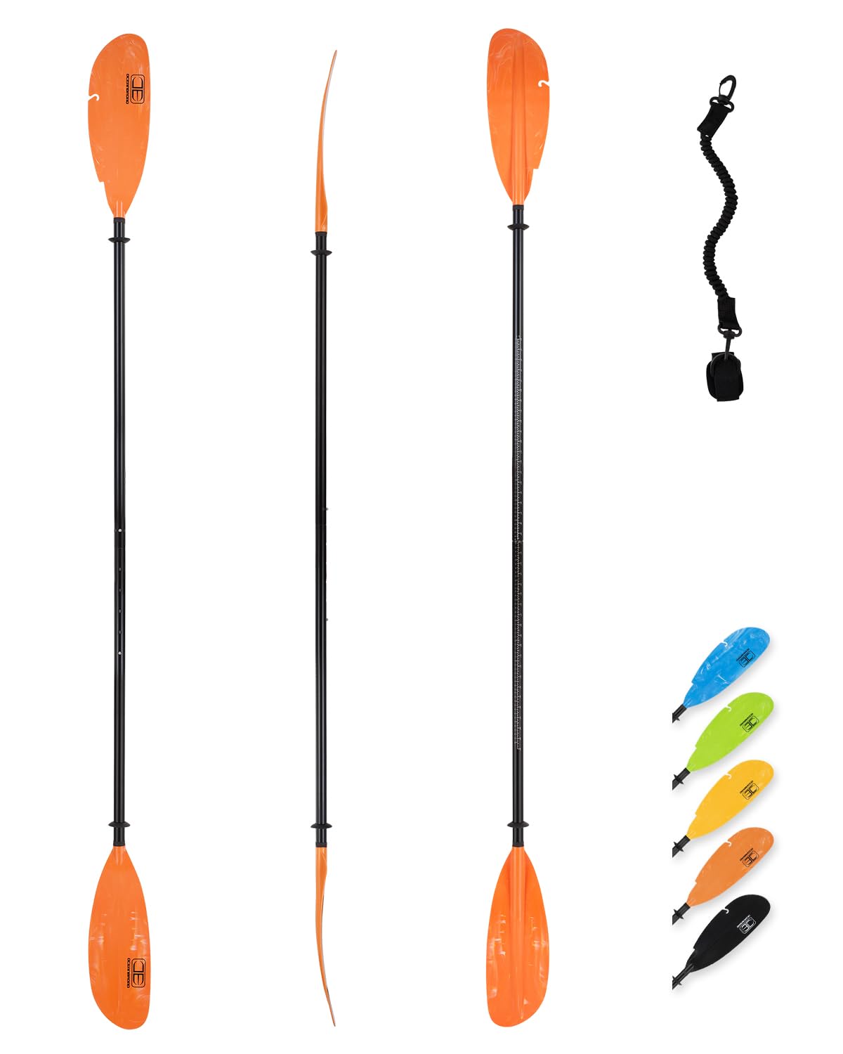 OCEANBROAD Adjustable Fishing Kayak Paddle 94-102 inch (240-260cm) - Lightweight Aluminum Alloy Shaft with Paddle Leash - Perfect for Kayaking, Canoeing & Water Sports