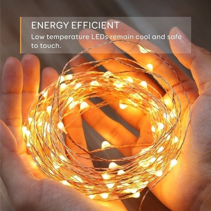 SHARPER IMAGE Solar Powered LED Outdoor Copper String Lights - Weatherproof Fairy Lights for Garden, Patio, Wedding & Backyard Decor (SISL189)