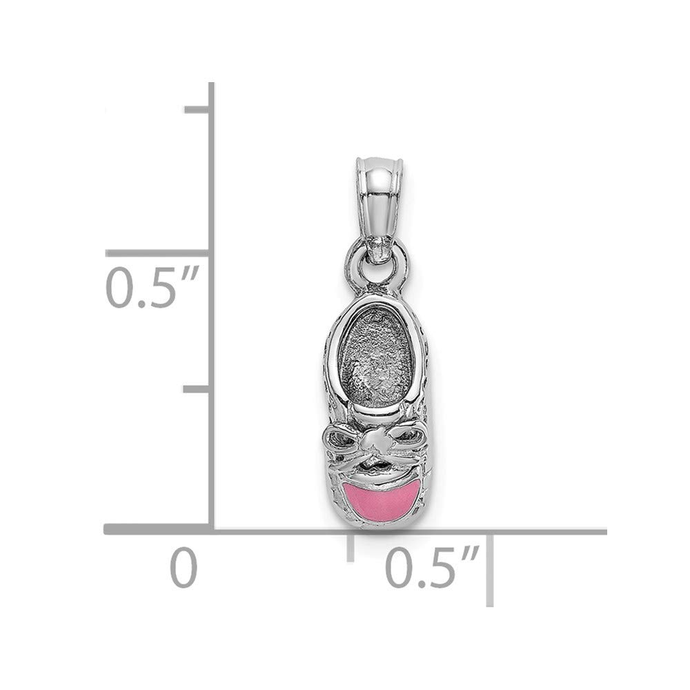14K White Gold 3D Pink Enamel Baby Shoe Charm Pendant - Perfect for Newborn Gifts, Christening Jewelry & Mom's Keepsake Necklace