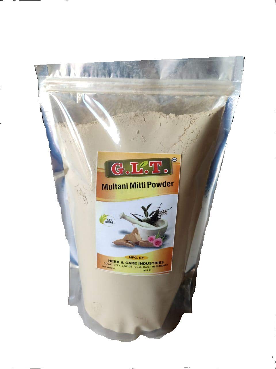 G.L.T. Multani Mitti Powder - 100% Pure & Natural Clay for Face & Hair Care (1kg) | Deep Cleansing, Oil Control & Skin Brightening | DIY Face Masks & Hair Treatments