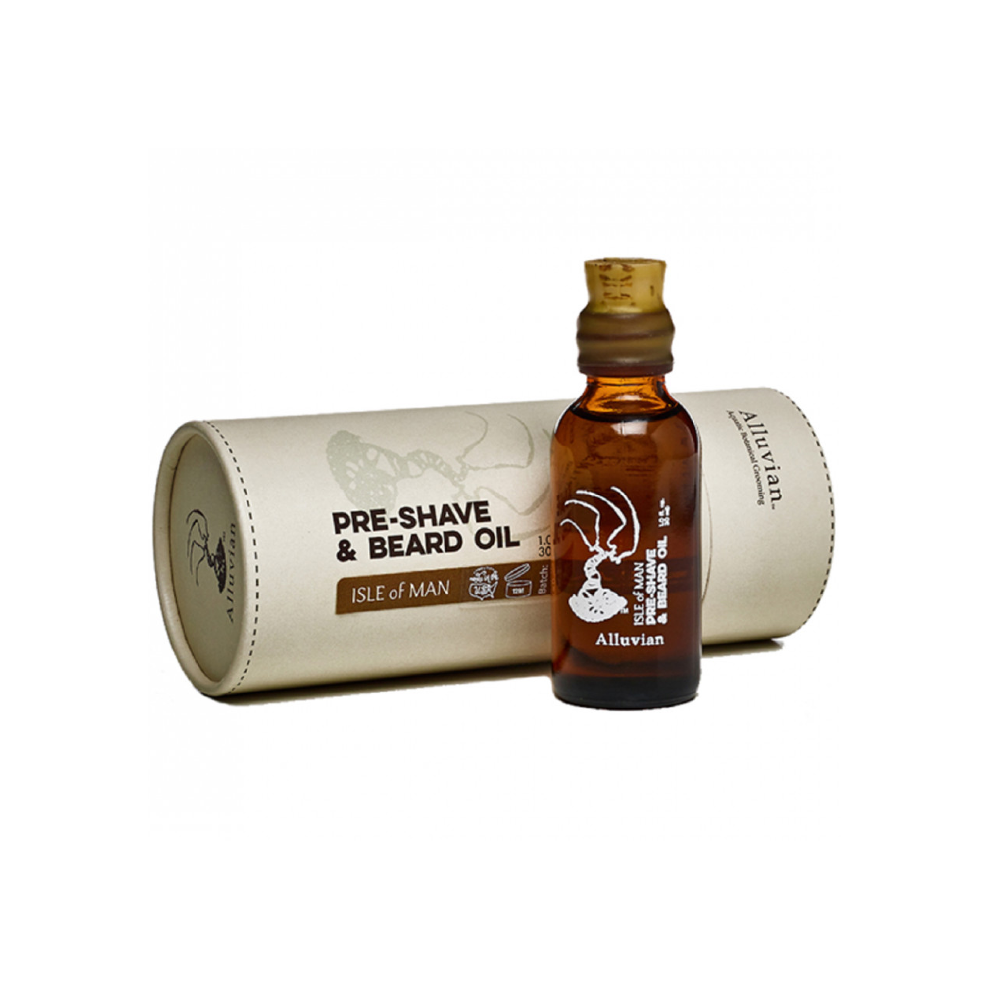Alluvian Isle of Man 30ml Pre Shave & Beard Oil for Men - Natural Hydrating Grooming Oil for Soft Skin & Facial Hair Care - Perfect for Daily Use & Travel